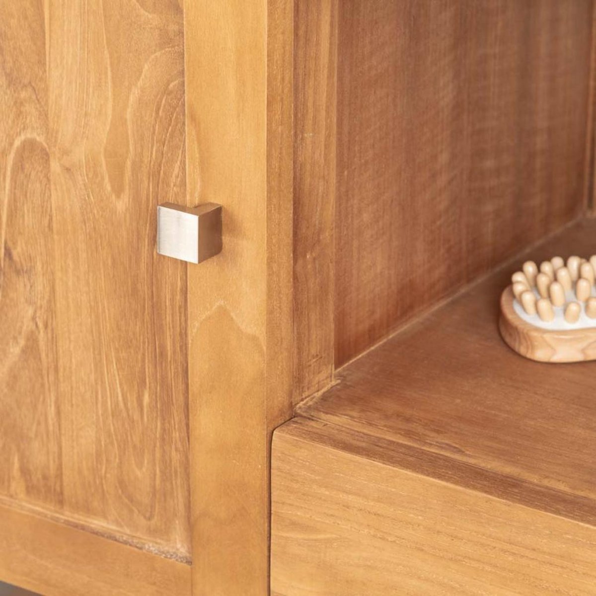 Meuble en teck massif rectangle double vasque 165 cm THÉA naturel, WANDA COLLECTION