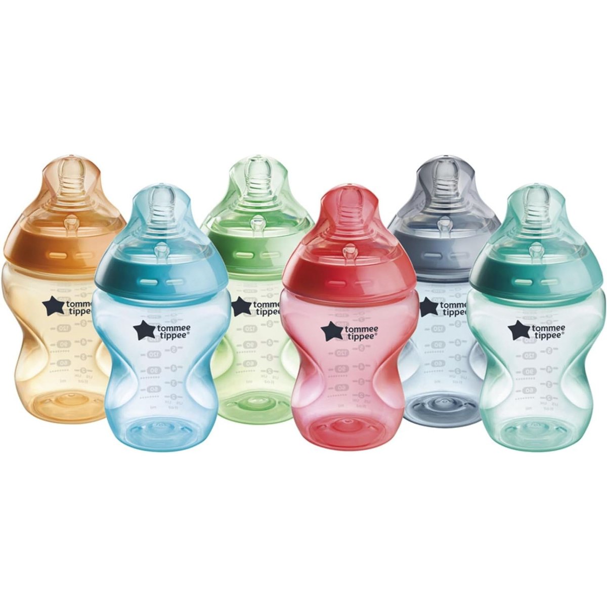 Lot de 6 biberons Closer To Nature 260ml Multicolore bleu, TOMMEE TIPPEE