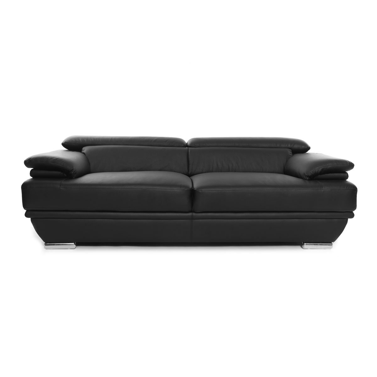 Canapé design avec têtières ajustables 3 places EWING blanc, MILIBOO