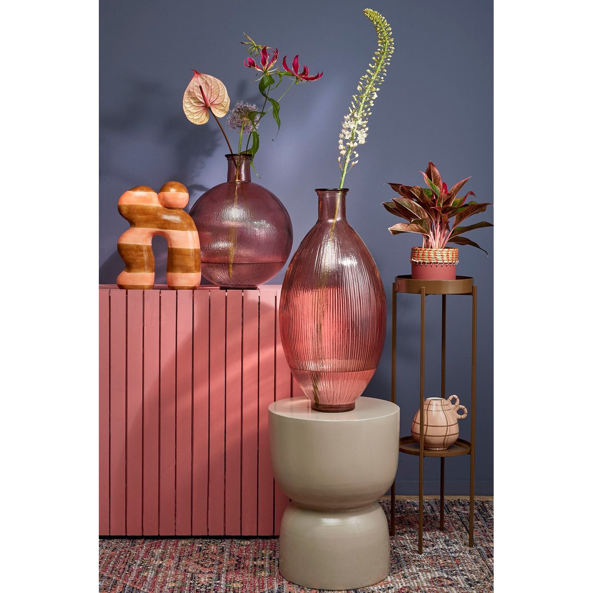 Bouteille décorative H59 cm FIRENZA rose pâle, MICA DECORATIONS