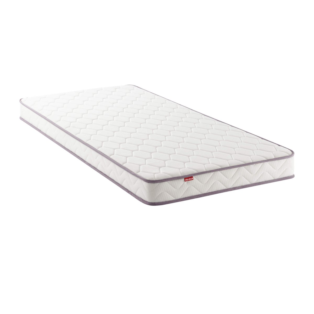 Ensemble matelas mousse POSITIVE LIT, sommier en kit déco et pieds blanc, MERINOS