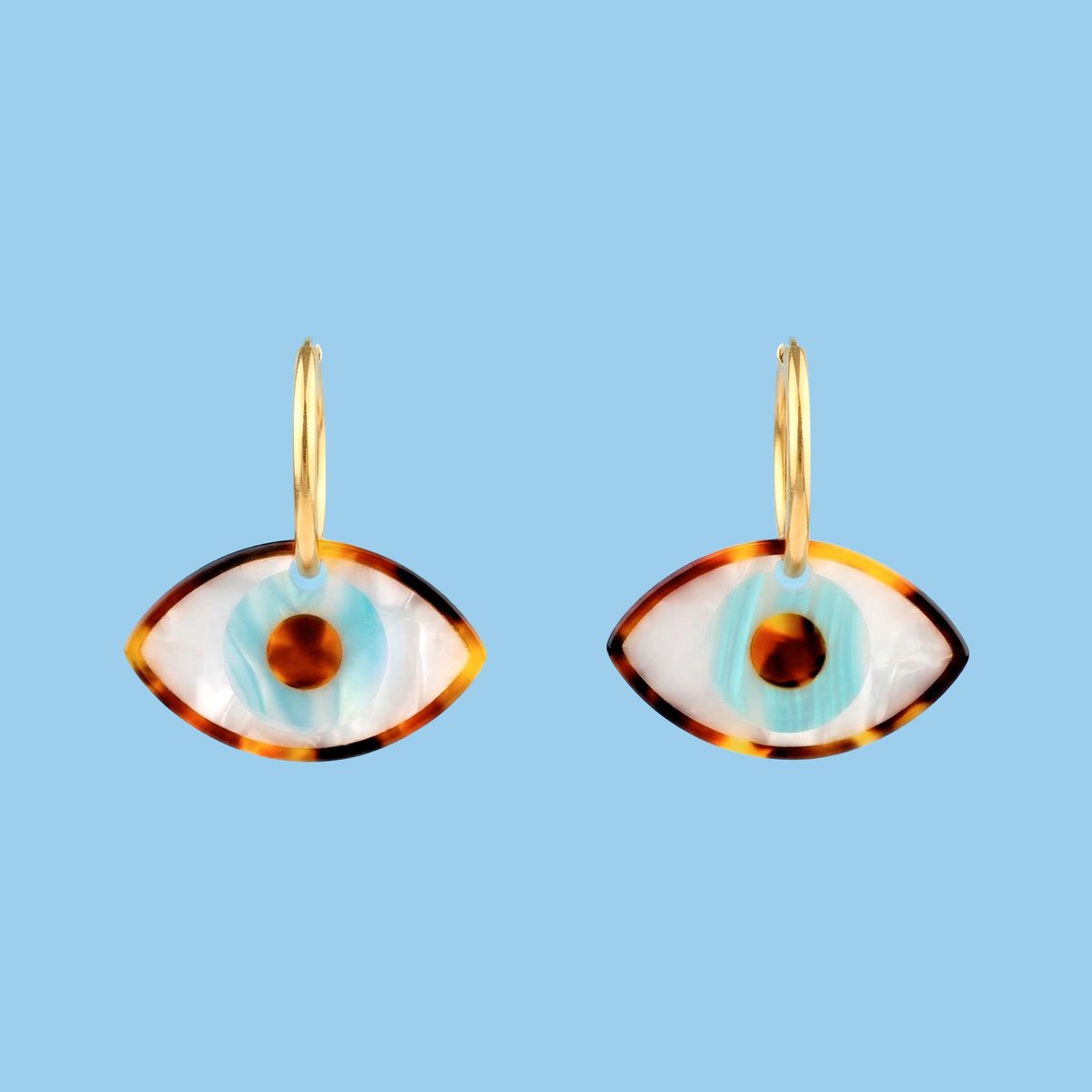 Boucles d'oreilles œil bleu blanc et bleu, COUCOU SUZETTE