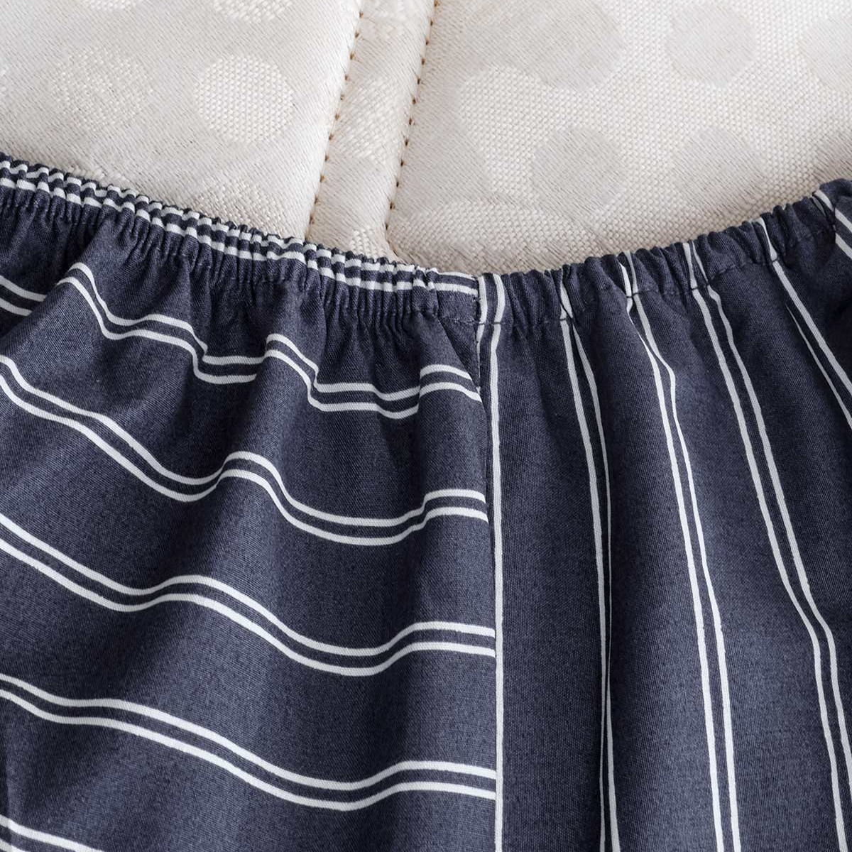 Drap housse en percale de coton bonnet 30 cm LINQUIST indigo, SENSEI MAISON