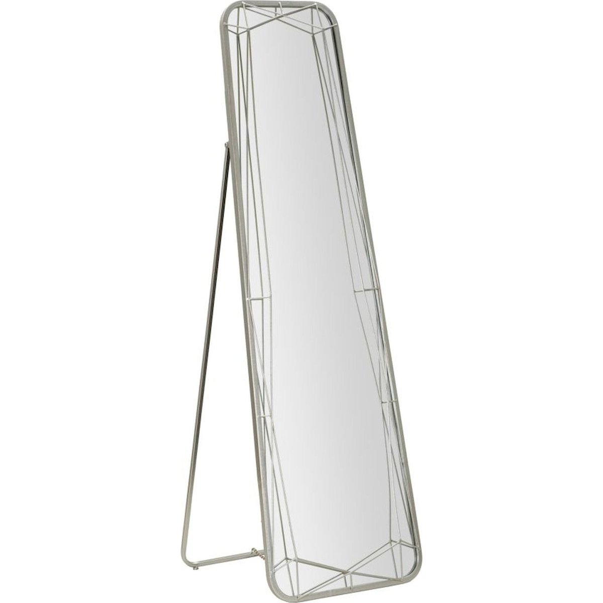 Miroir sur pied en fer géométrique GLAM argenté, RECOLLECTION
