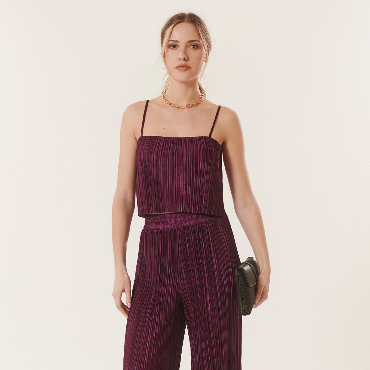 Crop-top plissé ANDREW violet, BENOA
