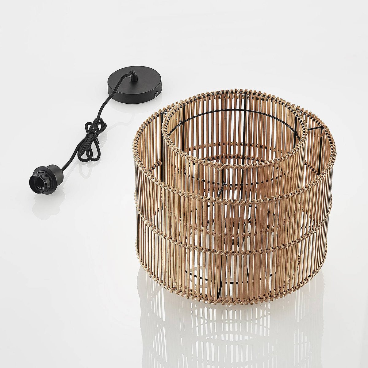 Suspension en bambou scandinave, Bridga bambou naturel, noir, LINDBY