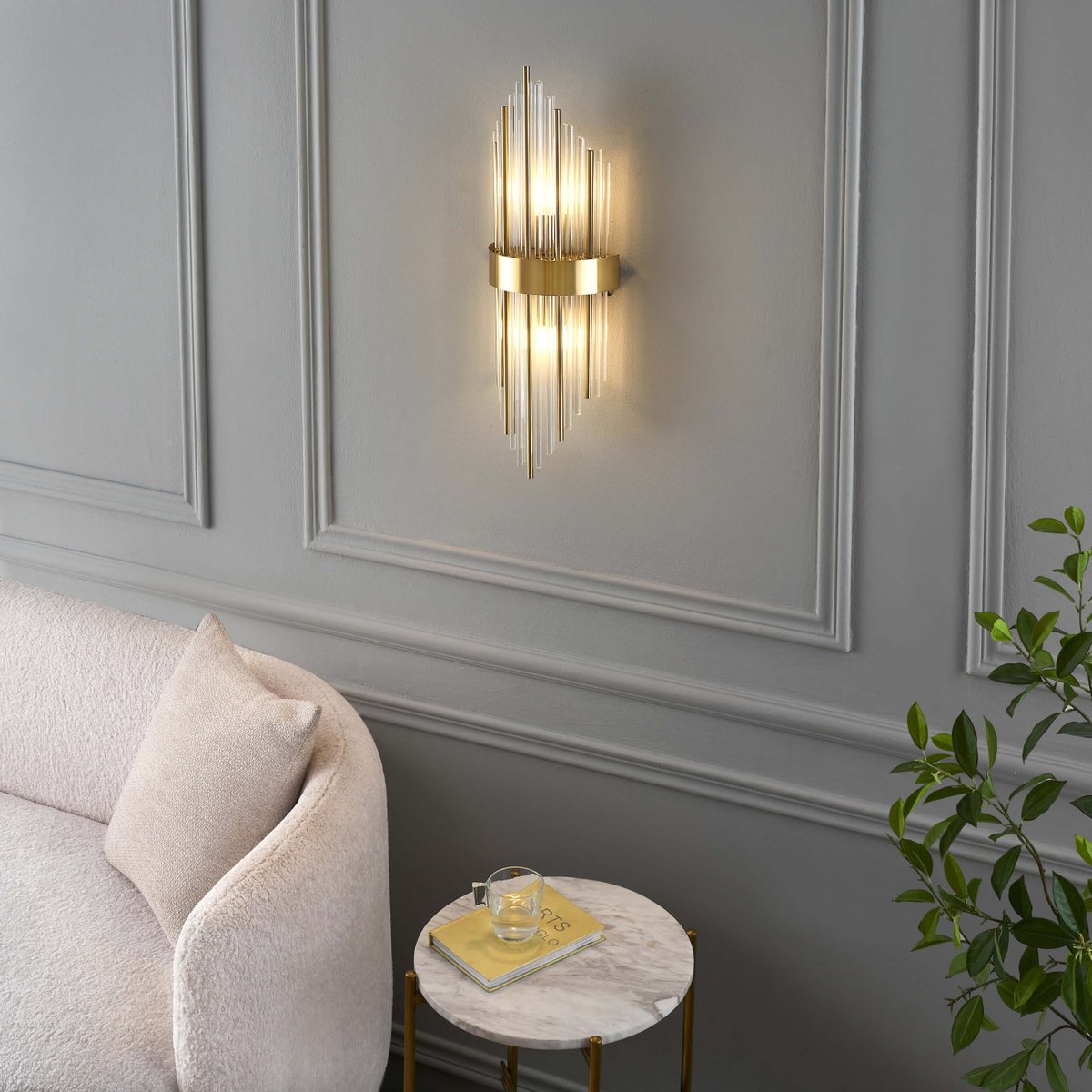 Applique dorée avec tiges en verre - DANIA transparent et doré, KOSILUM