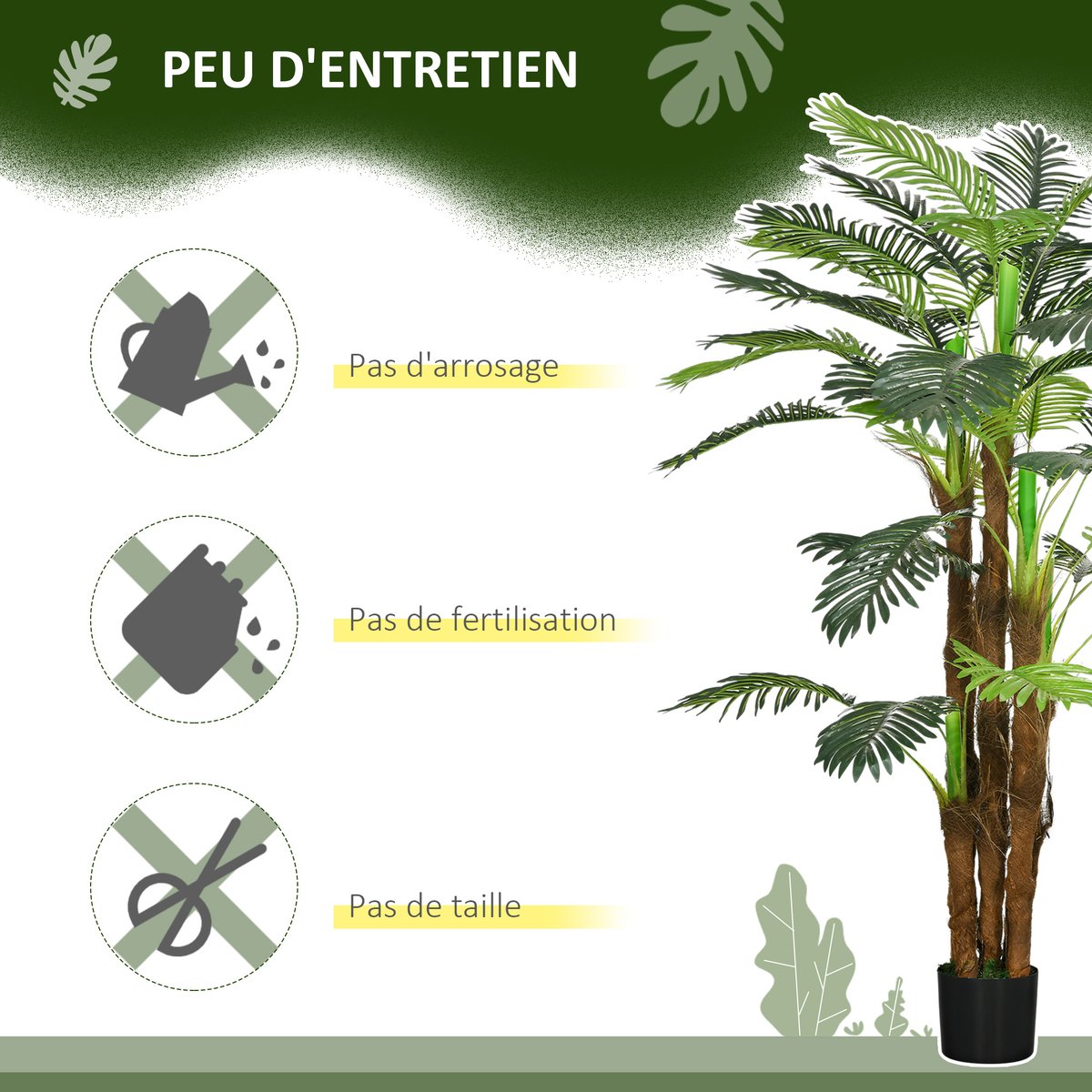 Palmier artificiel PE Vert vert, HOMCOM