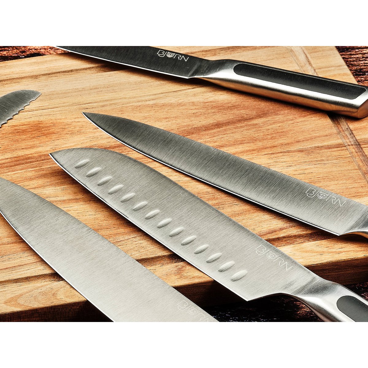 Lot de 7 couteaux de cuisine en inox, NUDE inox et noir mat, BJORN