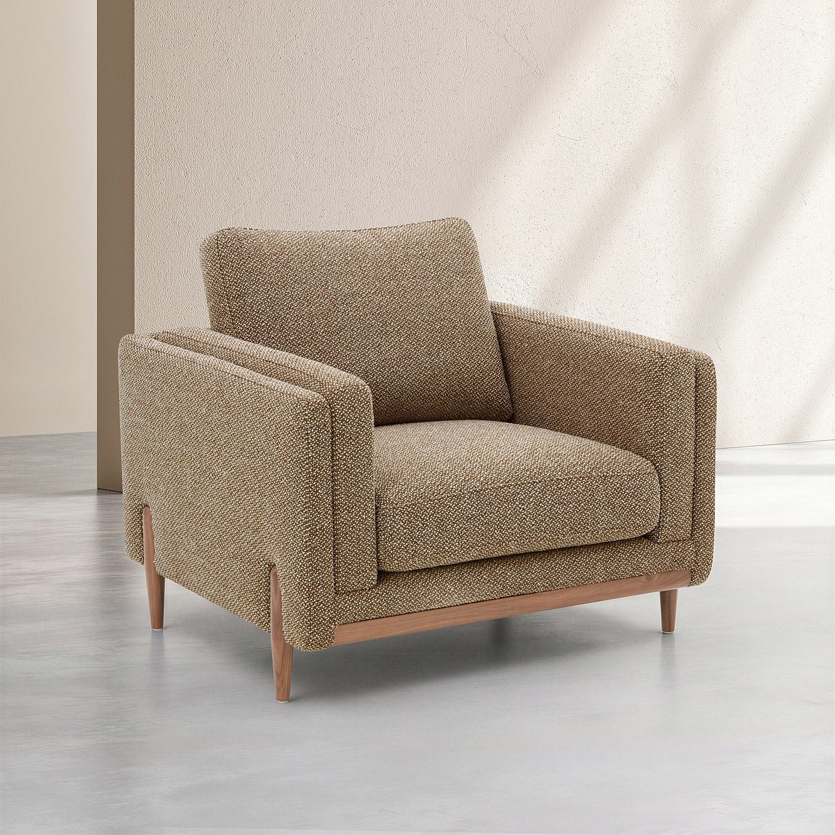 Fauteuil design en tissu texturé et bois URBINO marron, HABITAT