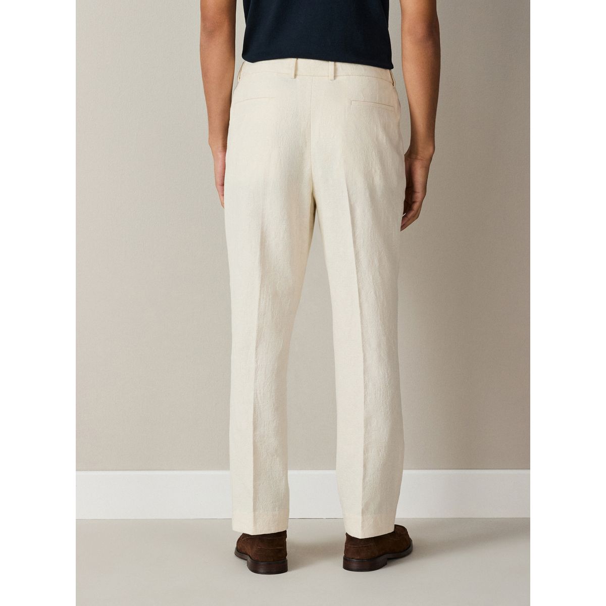Pantalon costume coton tapisserie écru, NEXT