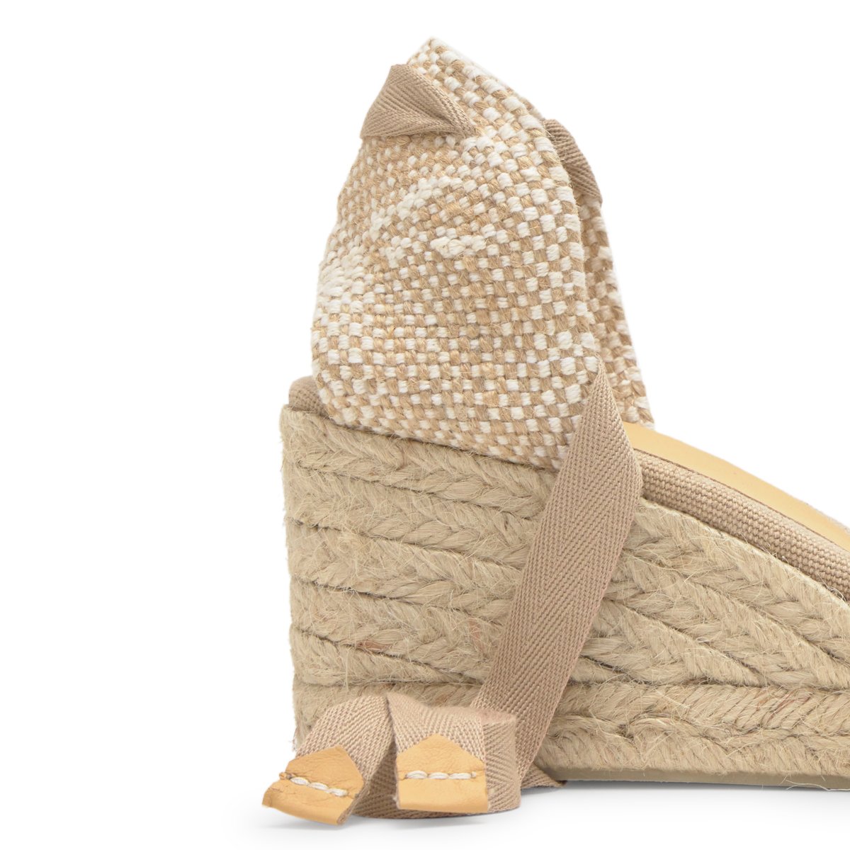 Espadrilles compensées en jute tressée à découpe en V CHIARA PLATFORM sable, CASTANER