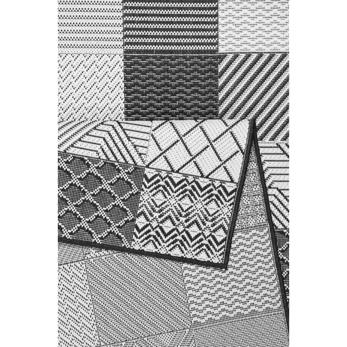 Tapis intérieur extérieur motif patchwork , IN & OUTDOOR CHESTER noir, ESPRIT