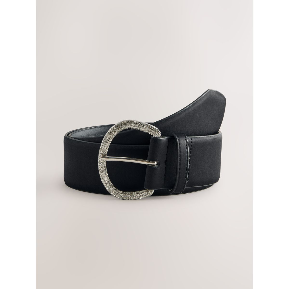Ceinture satin avec boucle à strass noir, NEXT