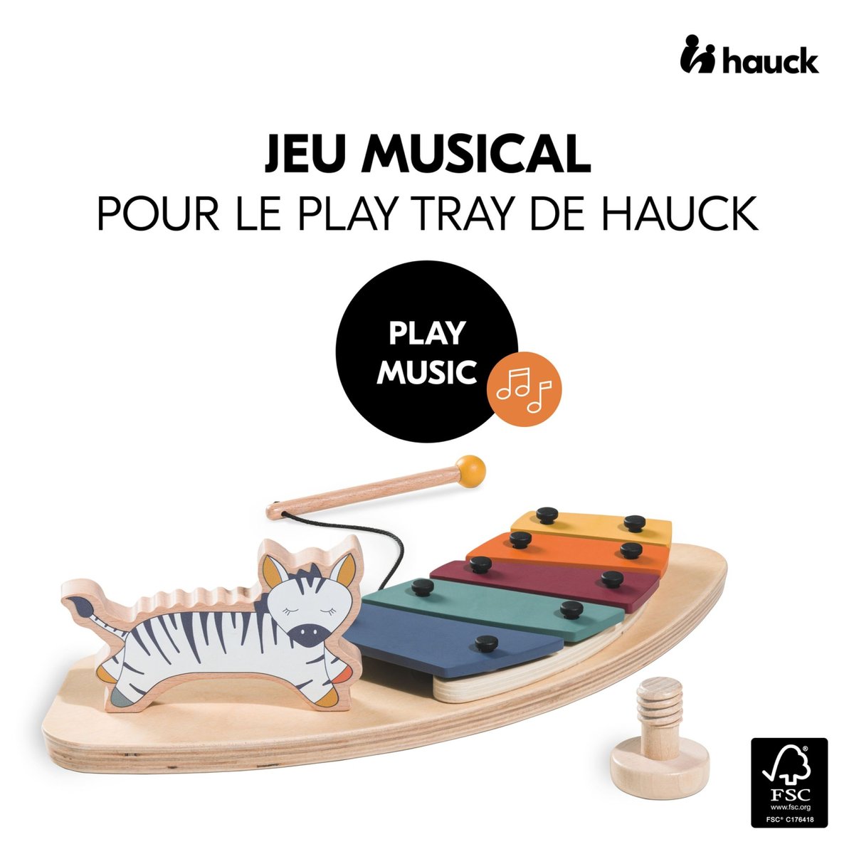 Jeux pour plateau chaise haute Play Music bois clair, HAUCK