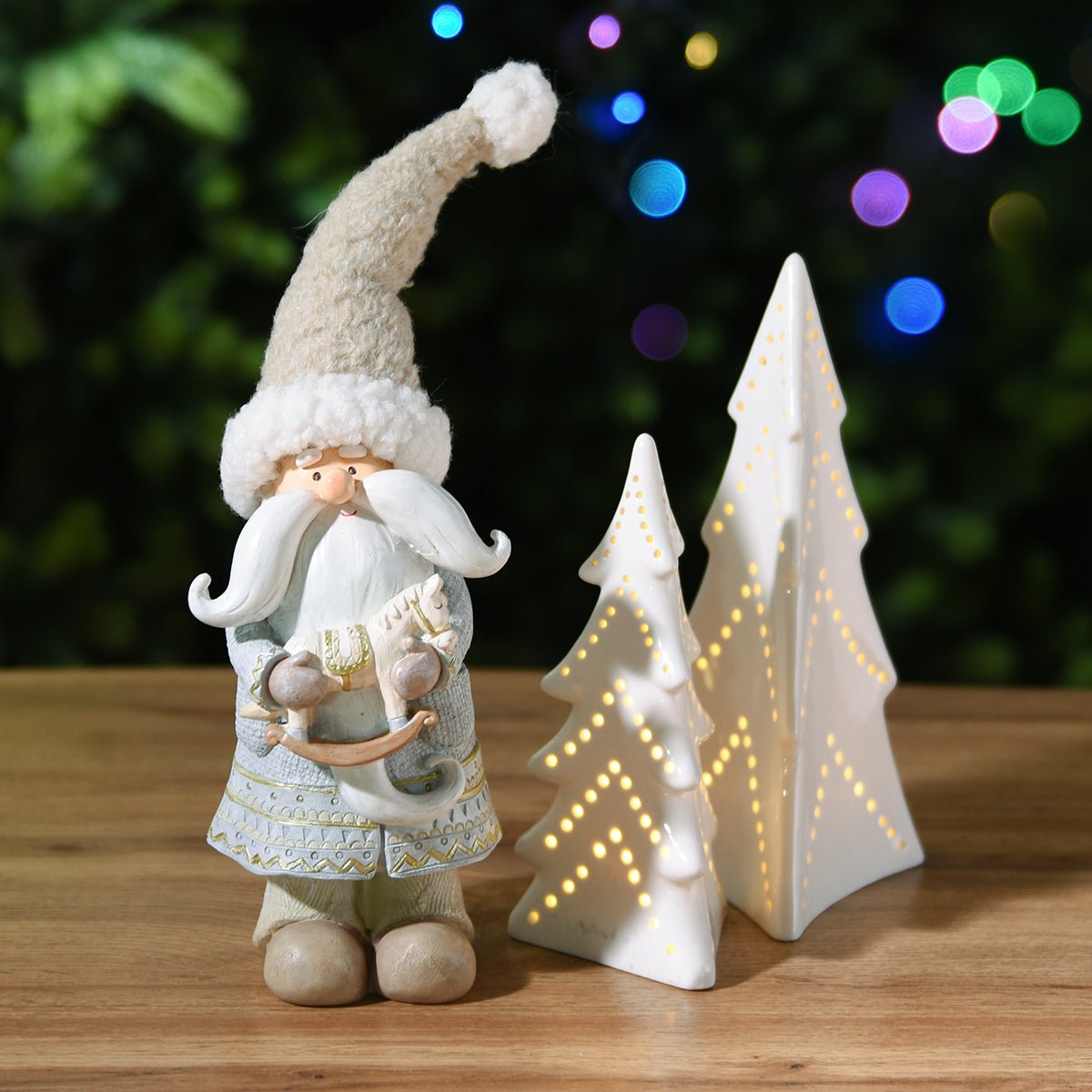 Figurine père noël décorative artificielle H28 PLAY gris, SIA DECO