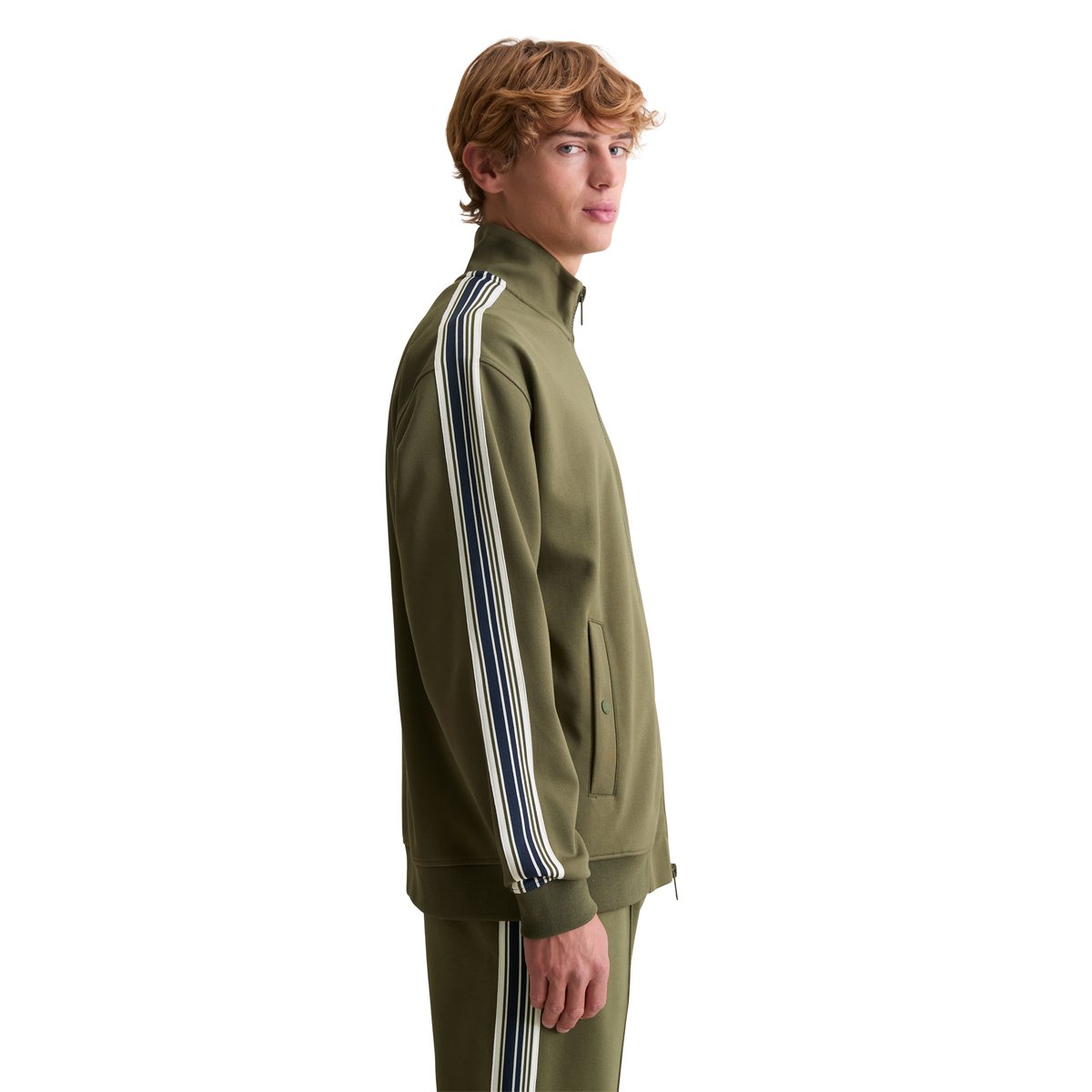 Veste de survêtement relaxed avec bandes contrastées vert foncé, MARC O’POLO DENIM