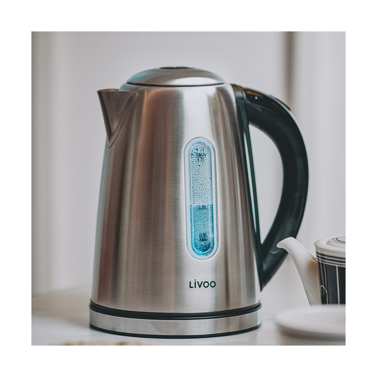 Bouilloire en acier inoxydable 1,7 L gris, LIVOO