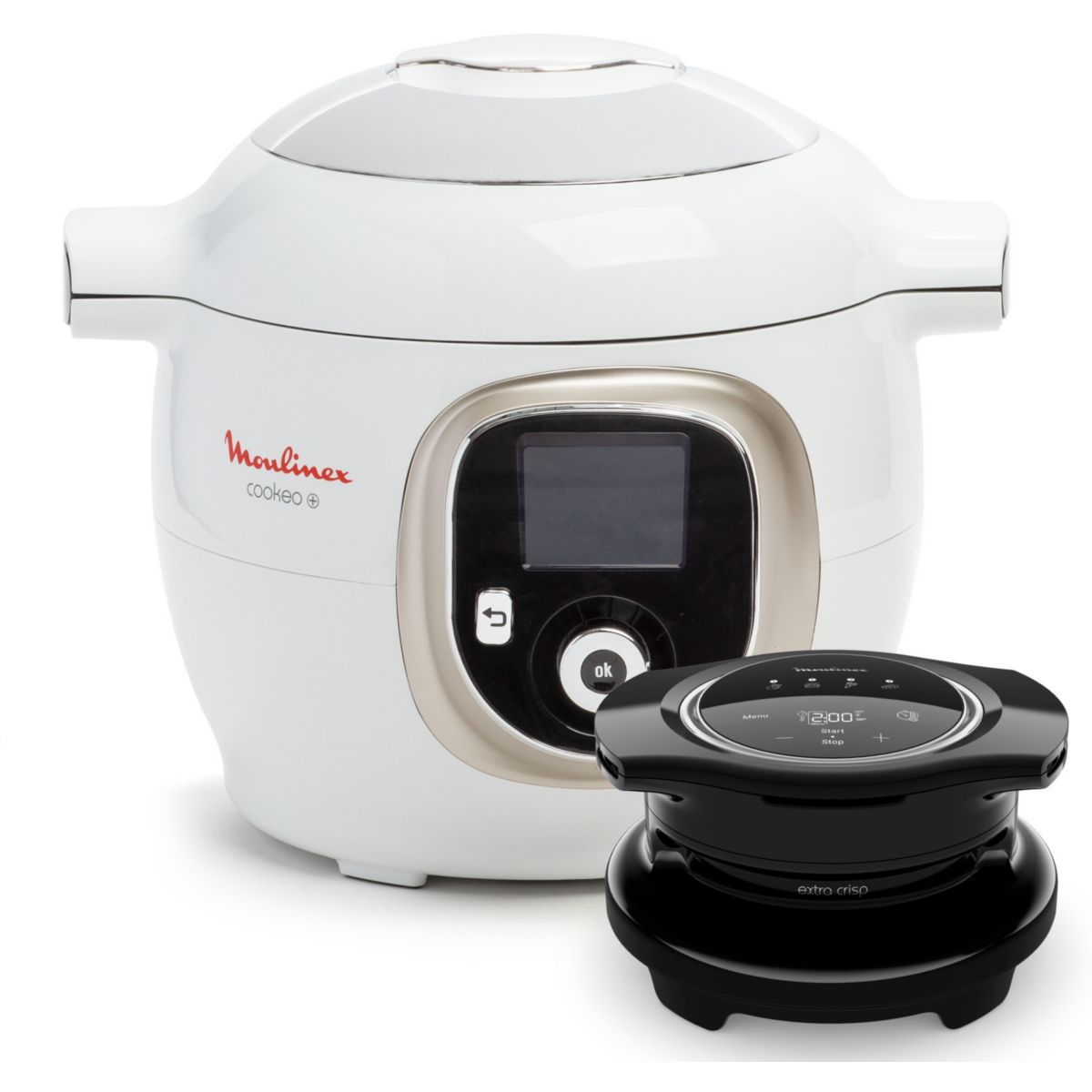Cookeo CE85XAF0 blanc 6 L, 9 modes de cuisson + Extra Crisp couleur unique, MOULINEX