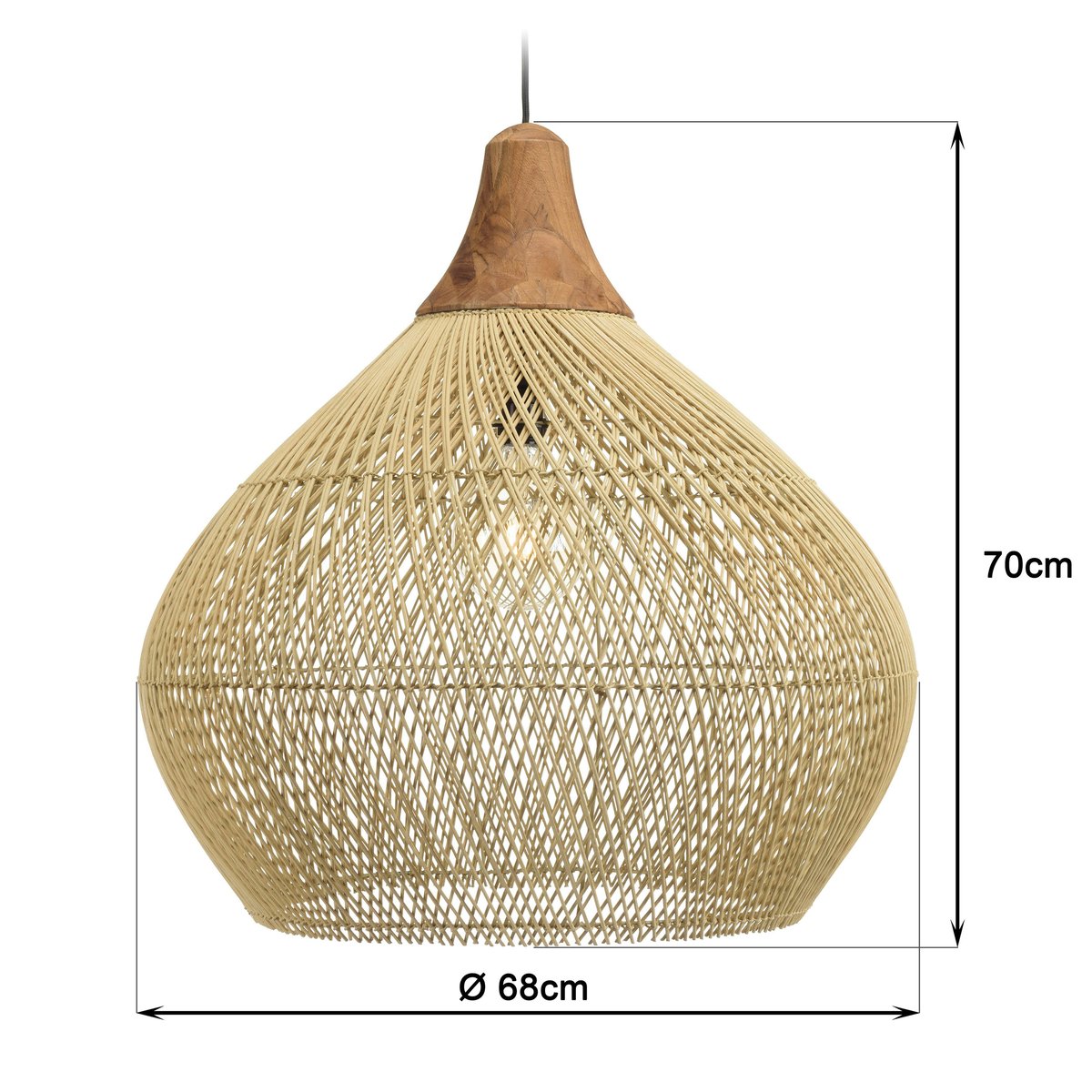 Suspension boule en rotin 68 cm FOLELLI ecru, PIER IMPORT