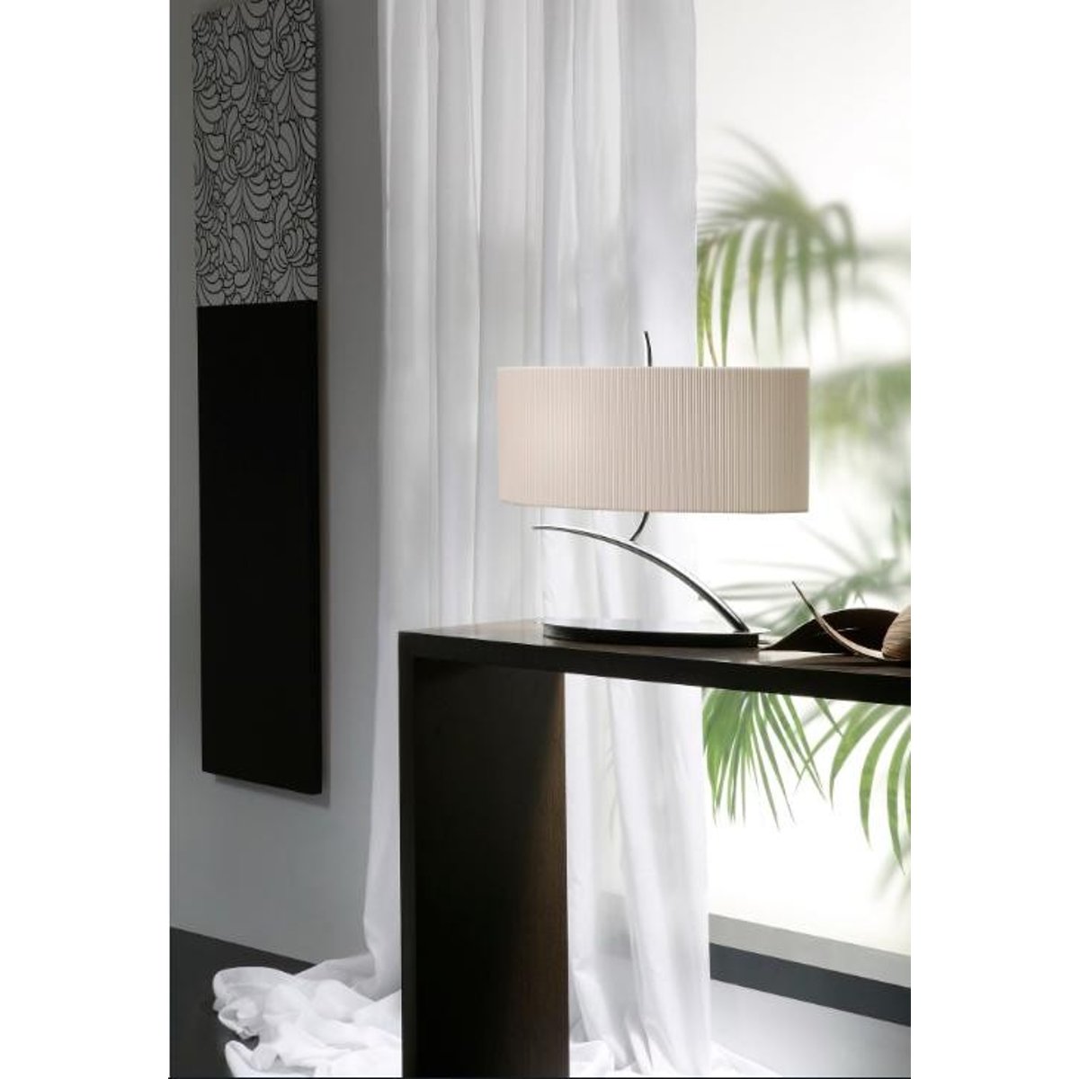 Lampe design en tissu , EVE crème/chrome, MANTRA