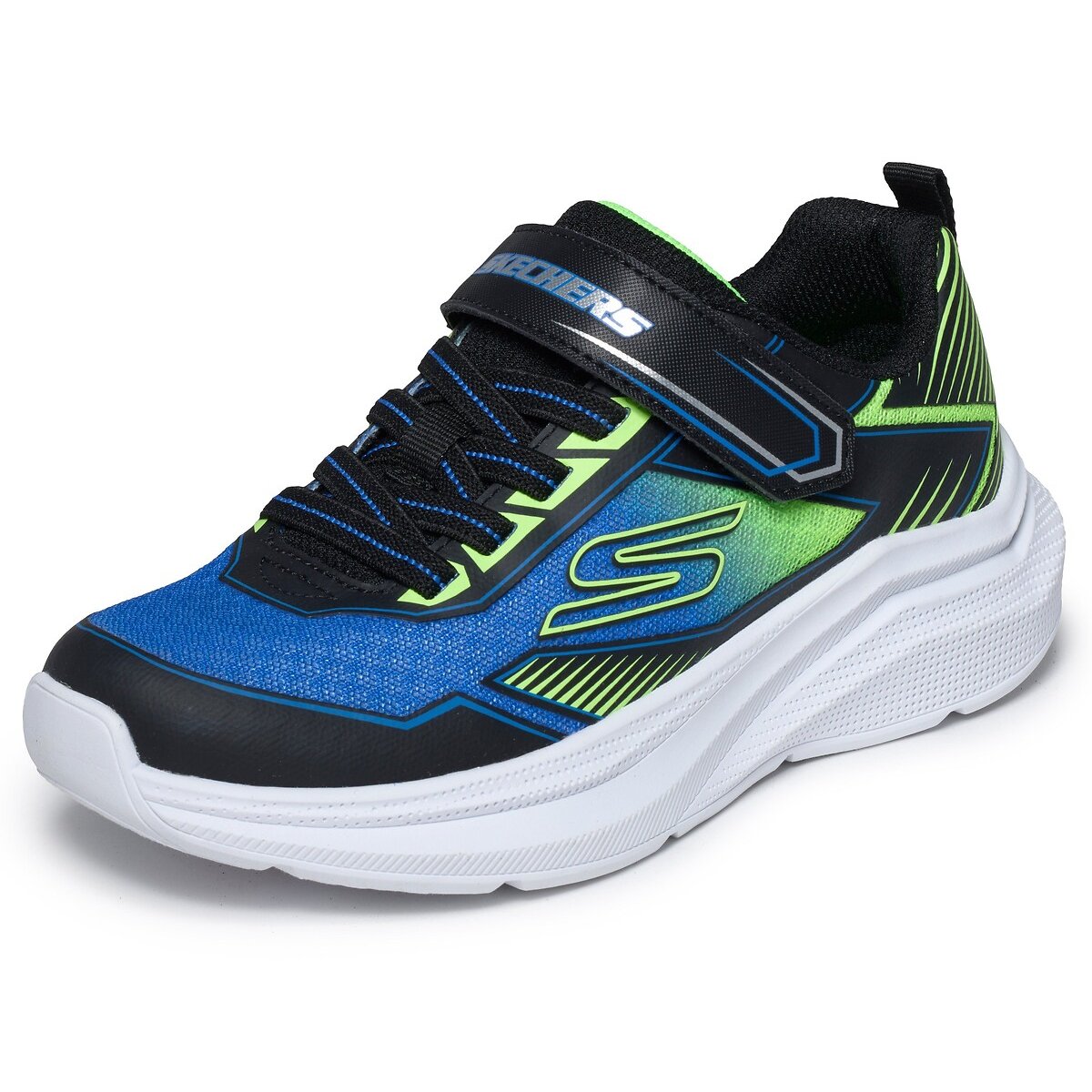 Kids Microspec Velocity Grid Shift Trainers black/blue, SKECHERS