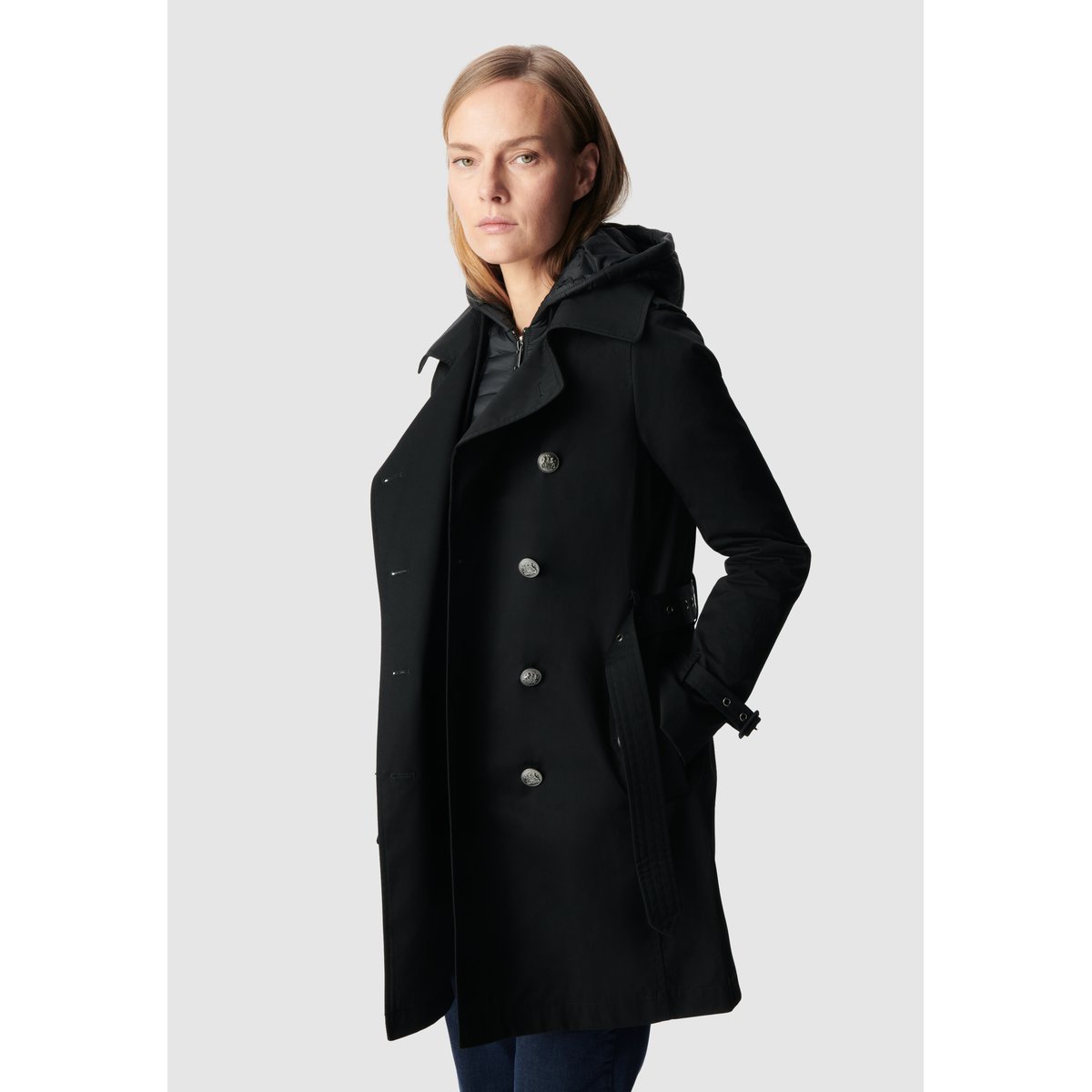 Trench à capuche nylon amovible noir, IKKS