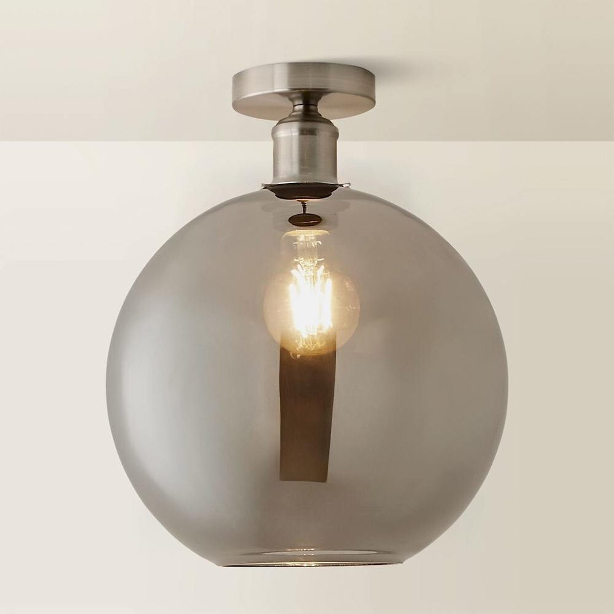 Brady Glass Globe Flush Ceiling Light brushed chrome, SO'HOME