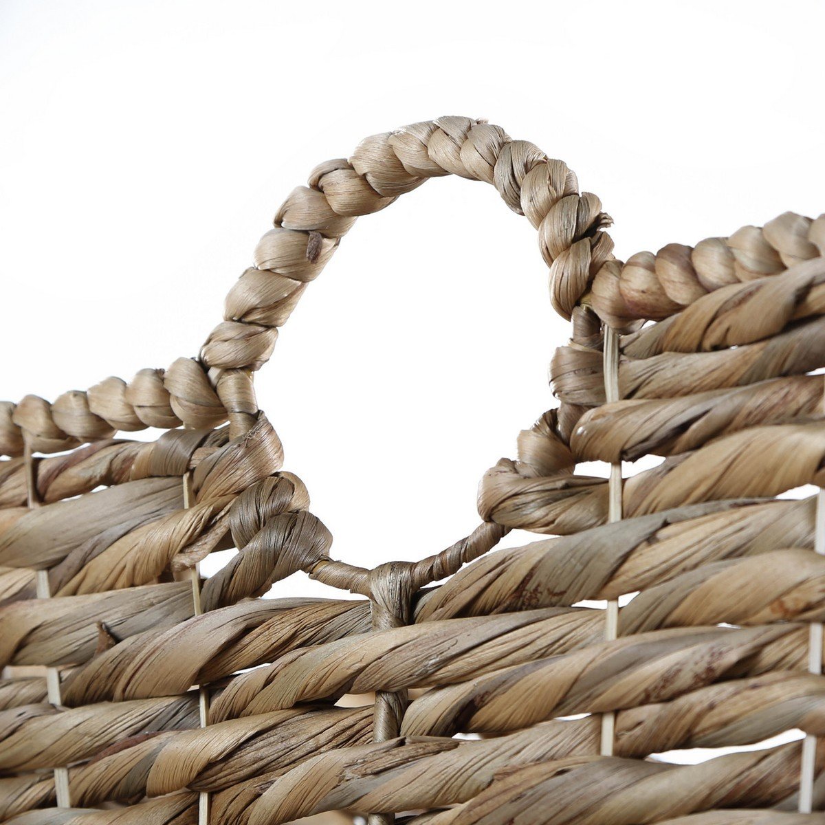 Panier haut en jacinthe d'eau - L46cm x H32 cm bois clair, CALICOSY