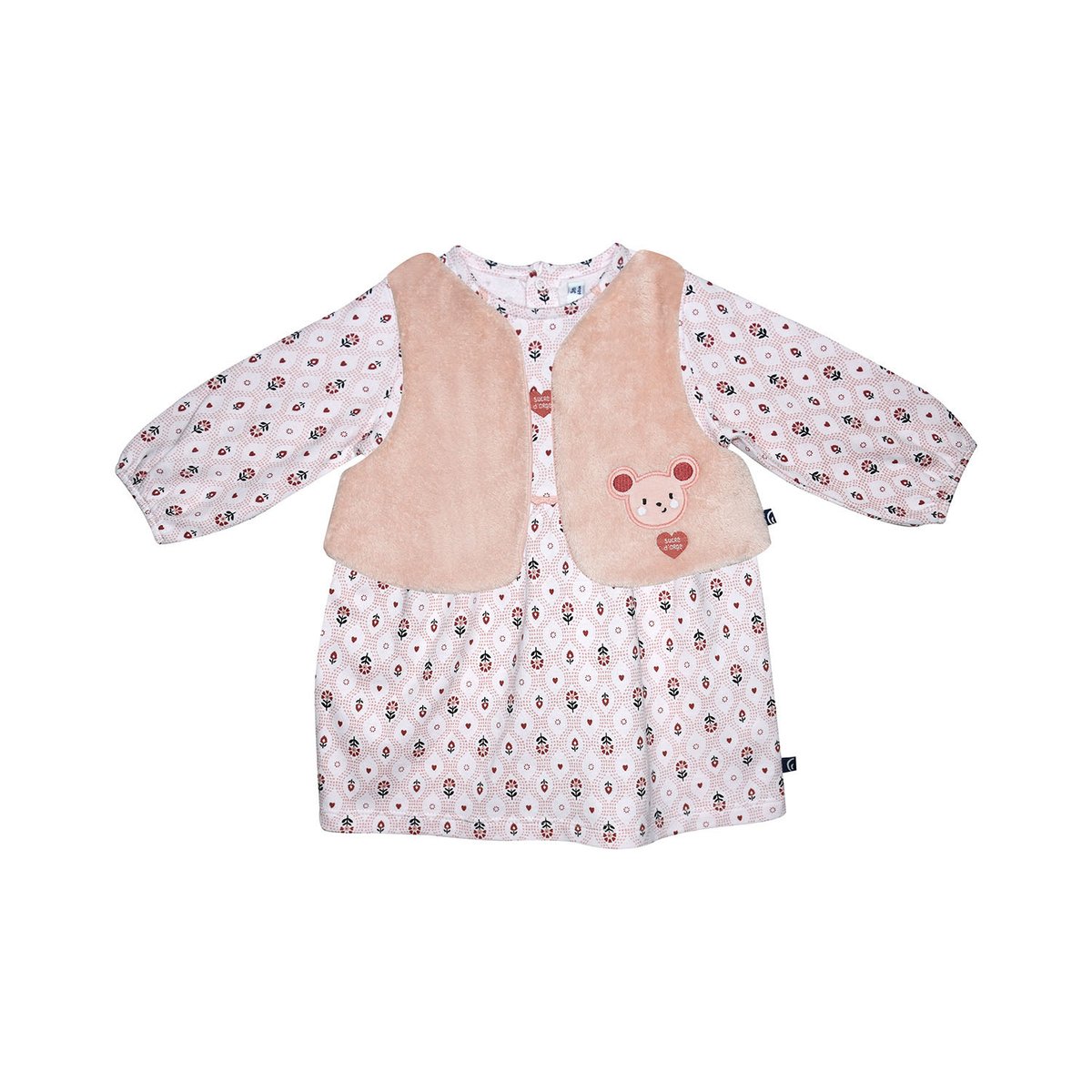 Robe gilet sans manches marguerite maille blanc, SUCRE D'ORGE