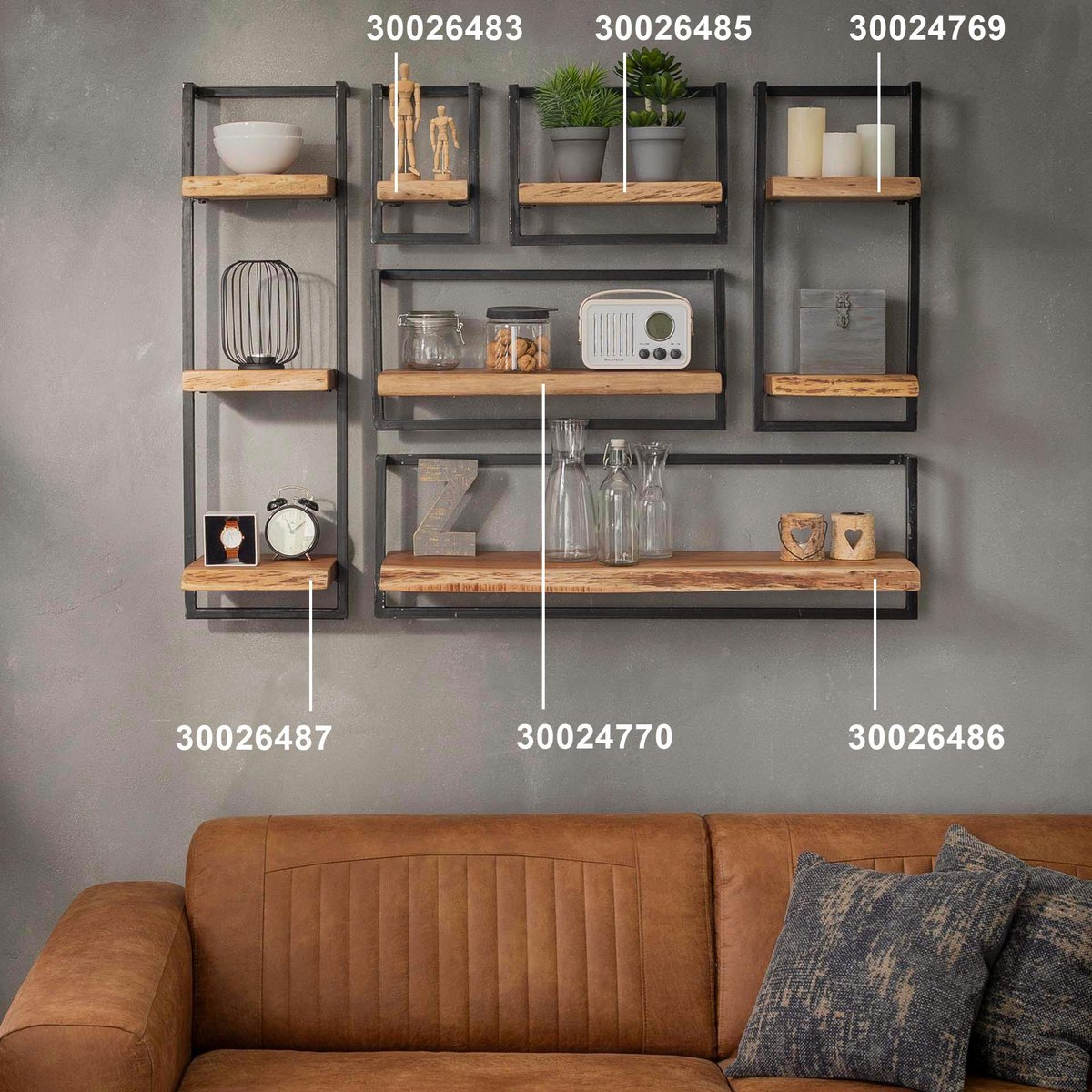 Etagère murale 3 niveaux bois et métal MELBOURNE bois naturel, PIER IMPORT