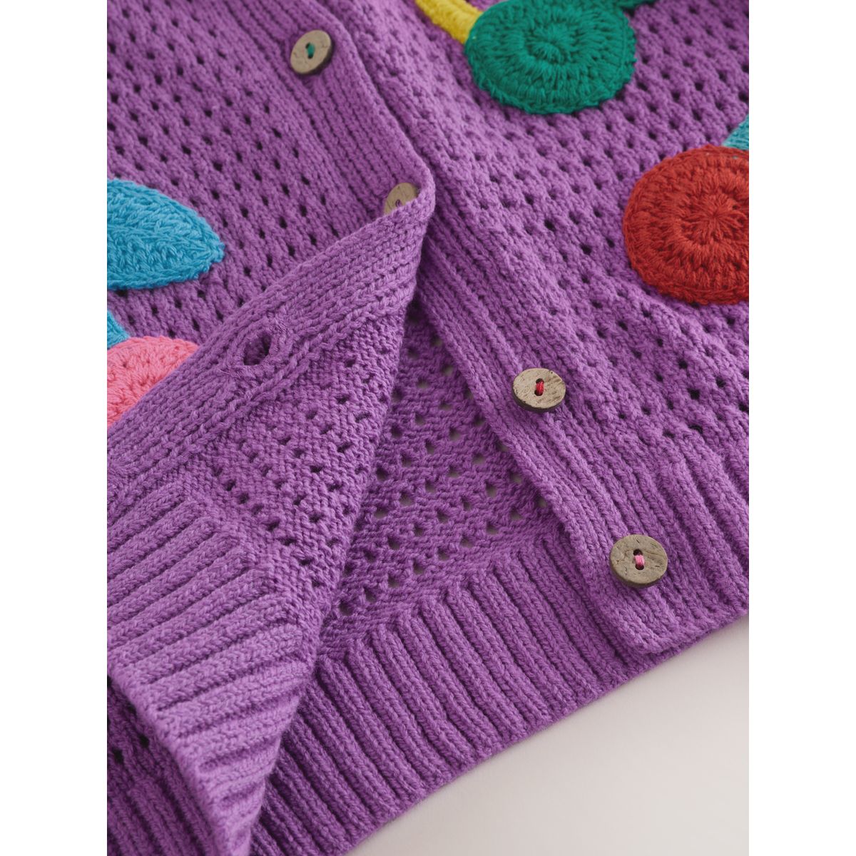 Cardigan au crochet à motif cerises violet, NEXT