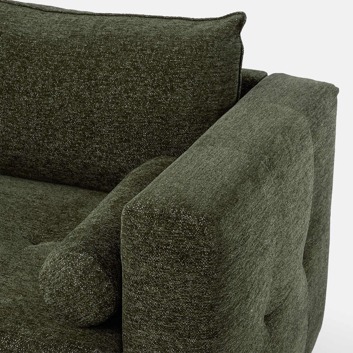 Canapé d'angle réversible, convertible, 3 places, en chenille chinée, MASI kaki, LA REDOUTE INTERIEURS
