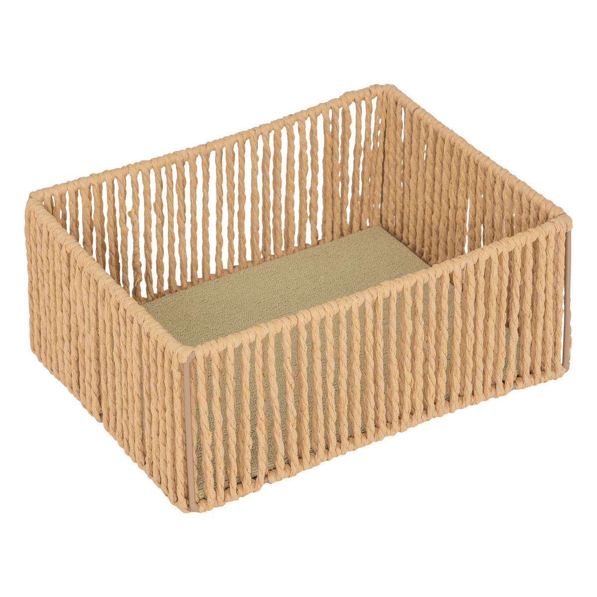 Lot de 3 paniers rectangulaires tressés ALI beige, ATMOSPHERA