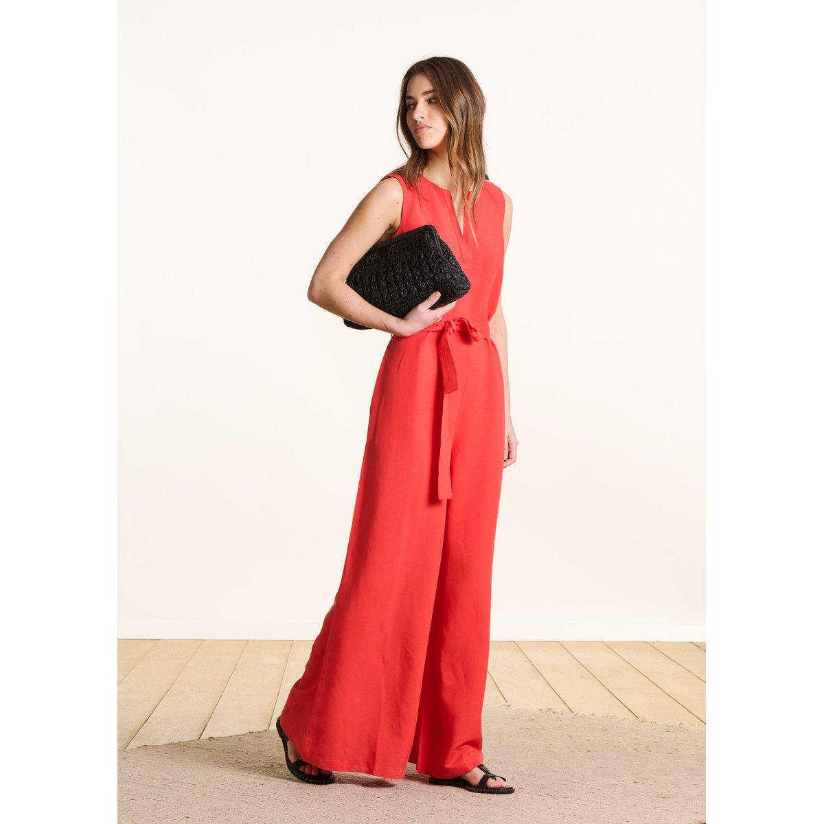 Combinaison pantalon large sans manches coquelicot, LA FEE MARABOUTEE