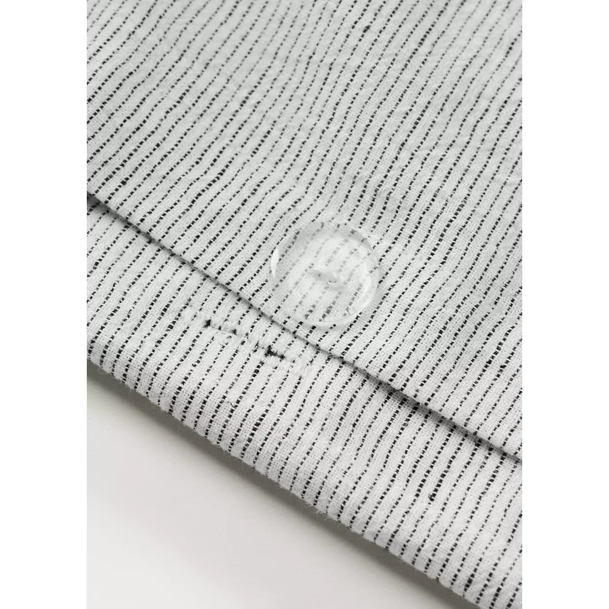 Housse de couette coton lin à rayures fines Lit 135/140 cm gris, MANGO HOME