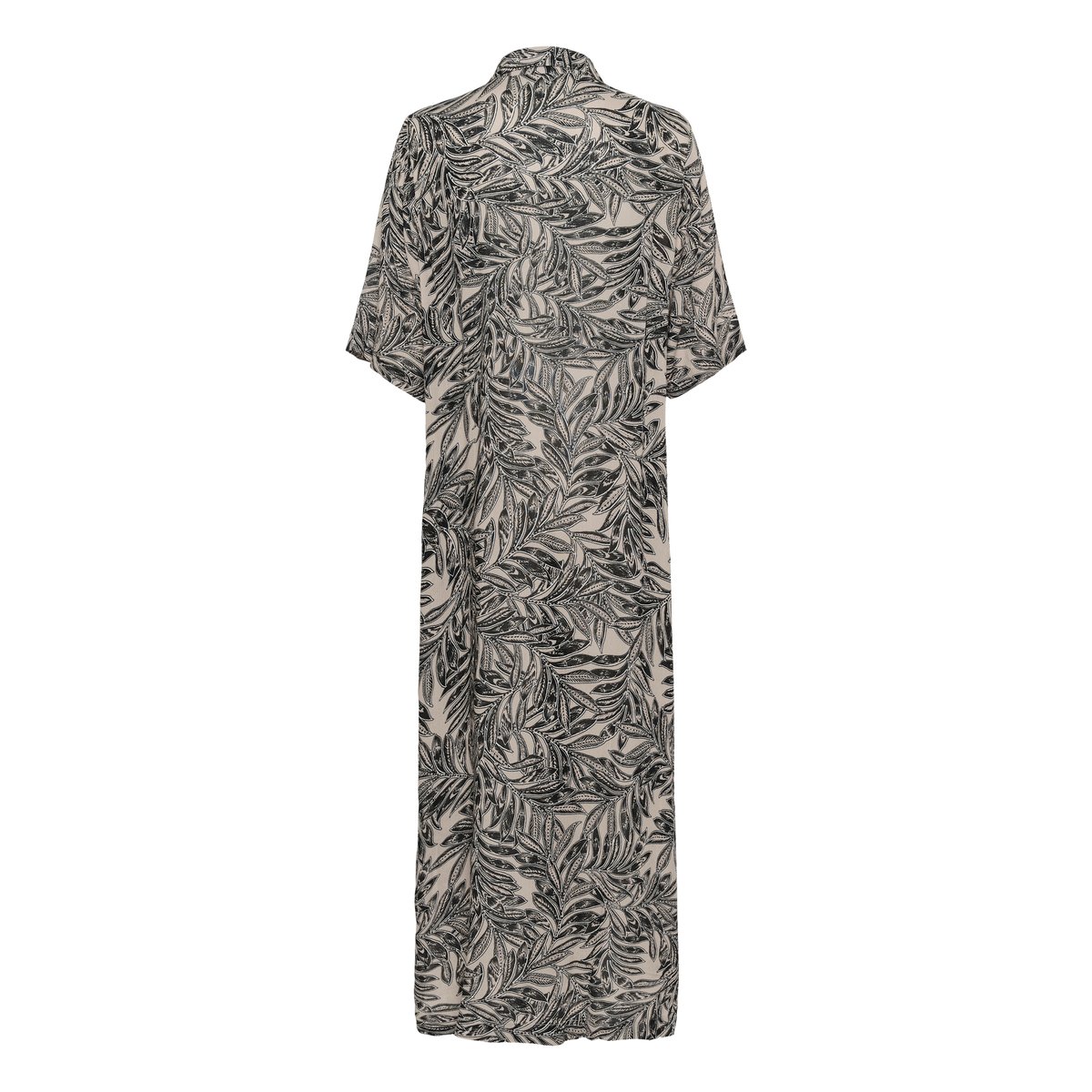 Dress beige feather gray leaf print, KAFFE