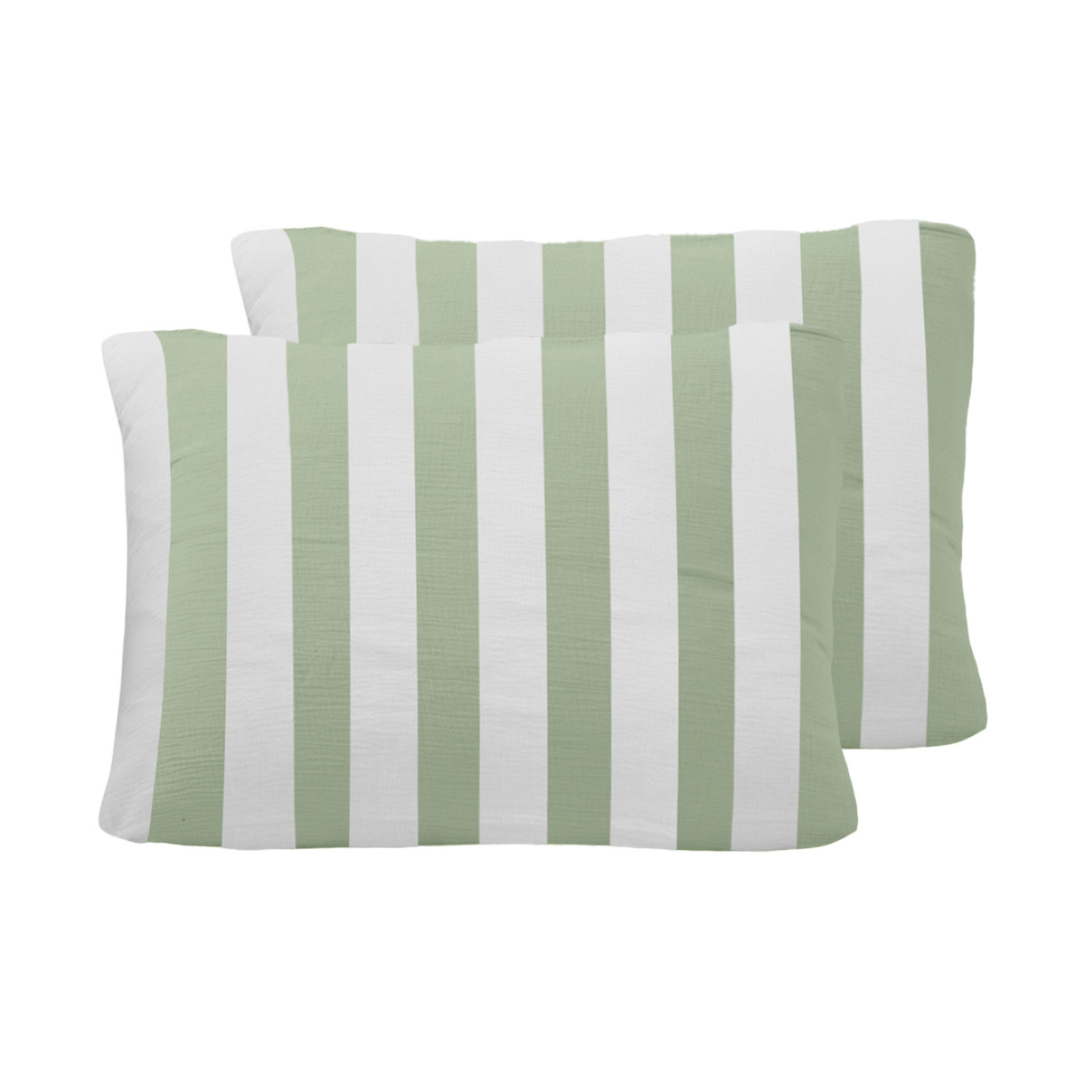 Lot de 2 taies d'oreiller gaze de coton ARTHUR LOFT sauge, SENSEI MAISON