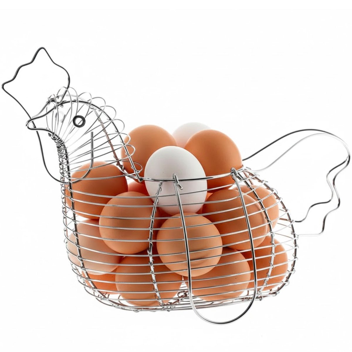 Panier à oeufs poule en métal chromé 35x17x28cm chrome/inox, WADIGA