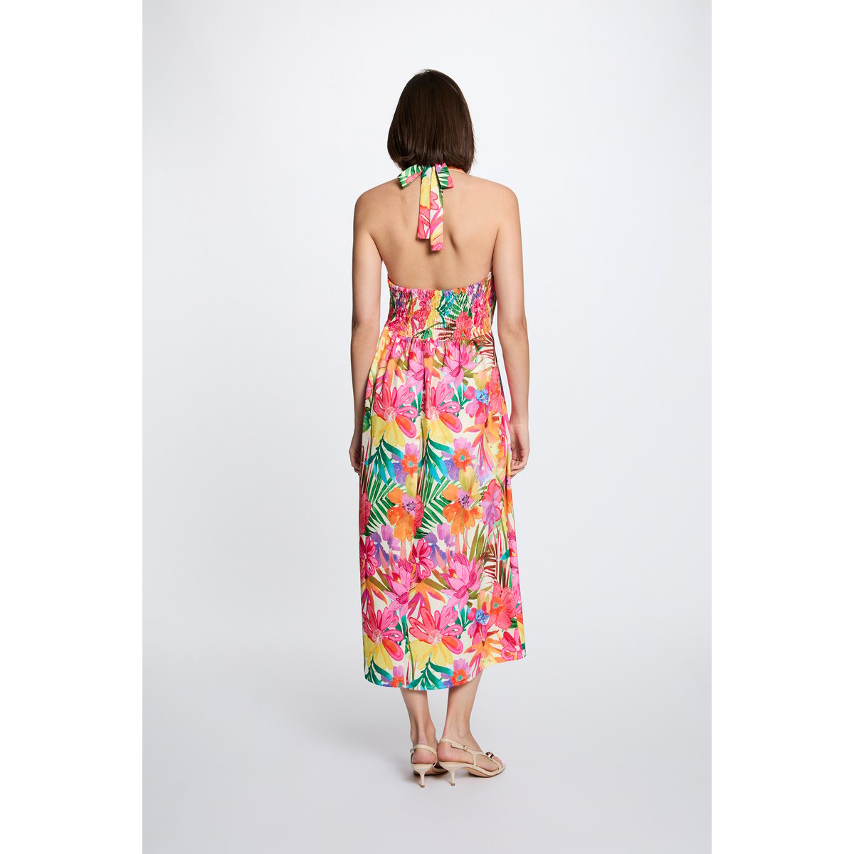 Robe col bénitier multicolore, MORGAN
