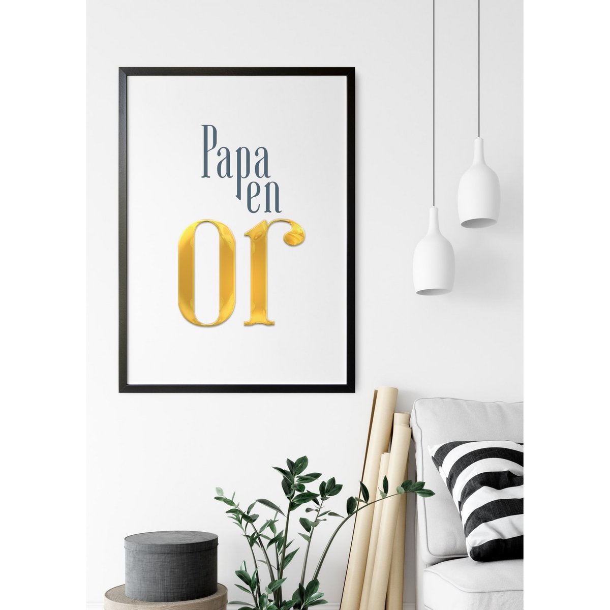 Affiche 'Papa en or' blanc, L'AFFICHERIE