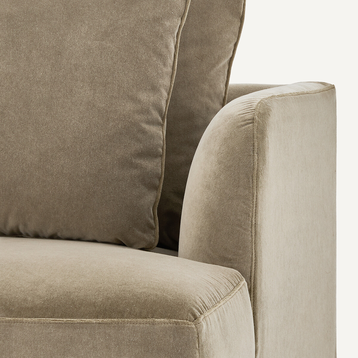 Demi-canapé droit, modulable en velours stonewashed, TIBERIO gris shiitaké, AM.PM
