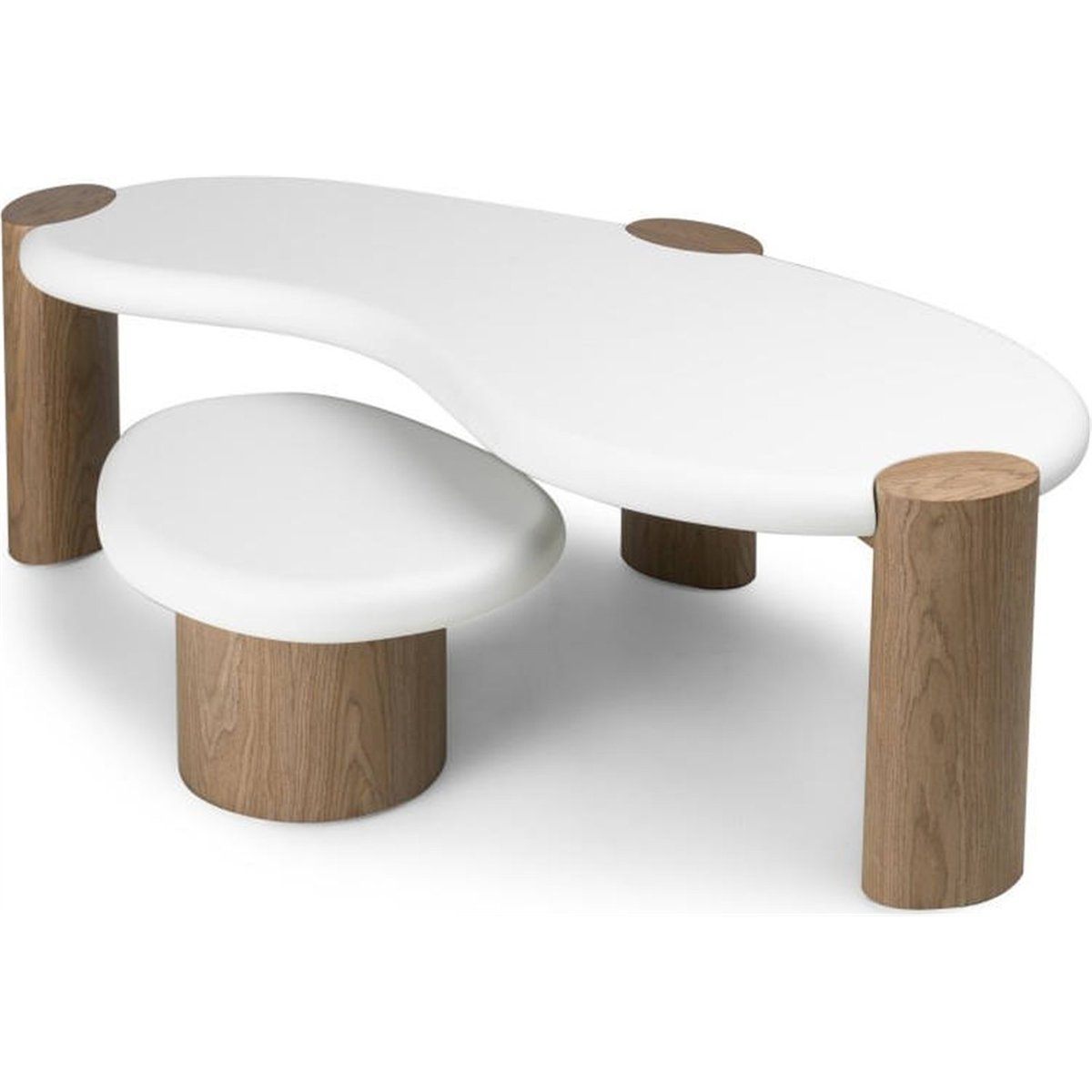 Table basse organique OBUO blanc et noyer, RECOLLECTION