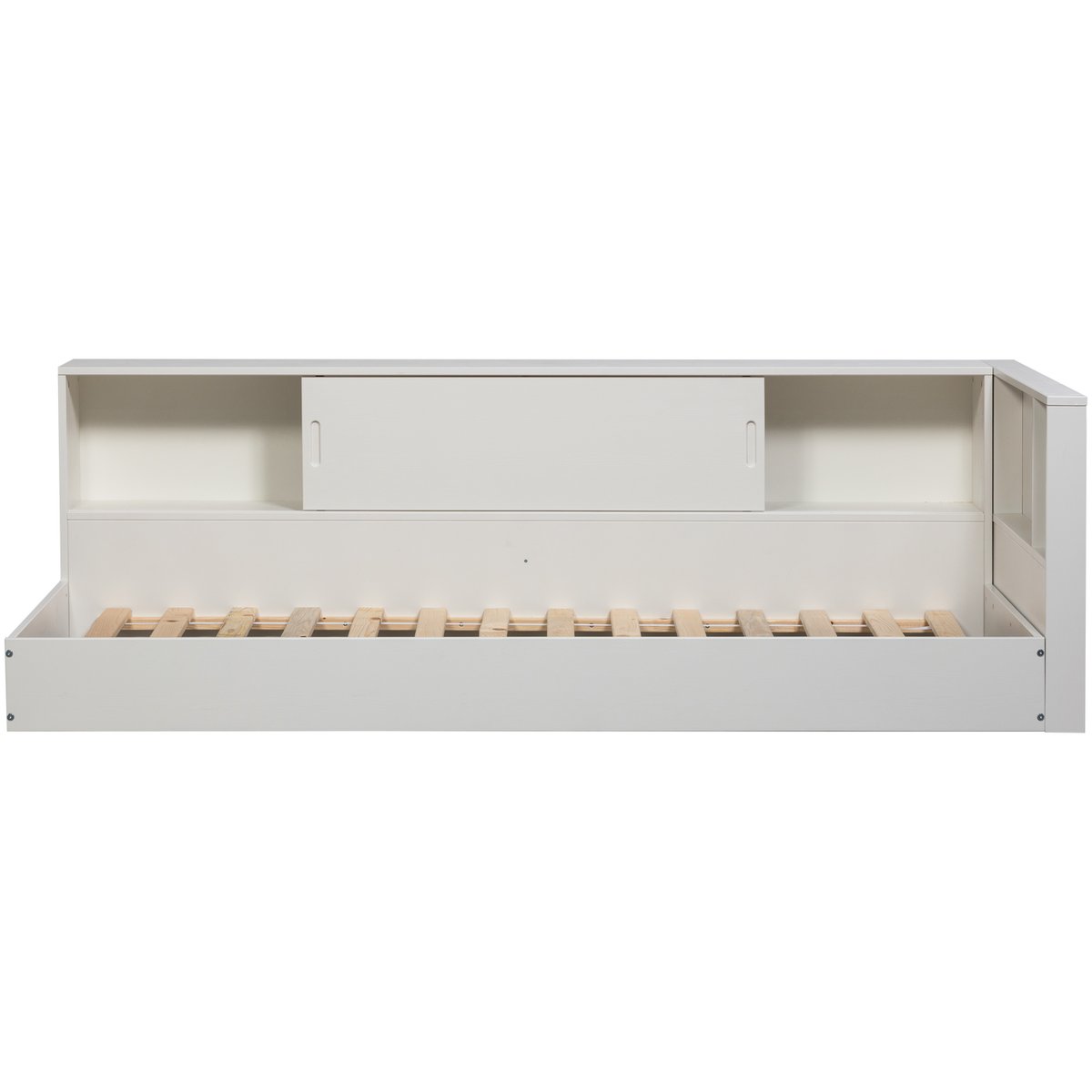 Lit banquette d'angle droite avec rangement CARTER blanc, WOOOD