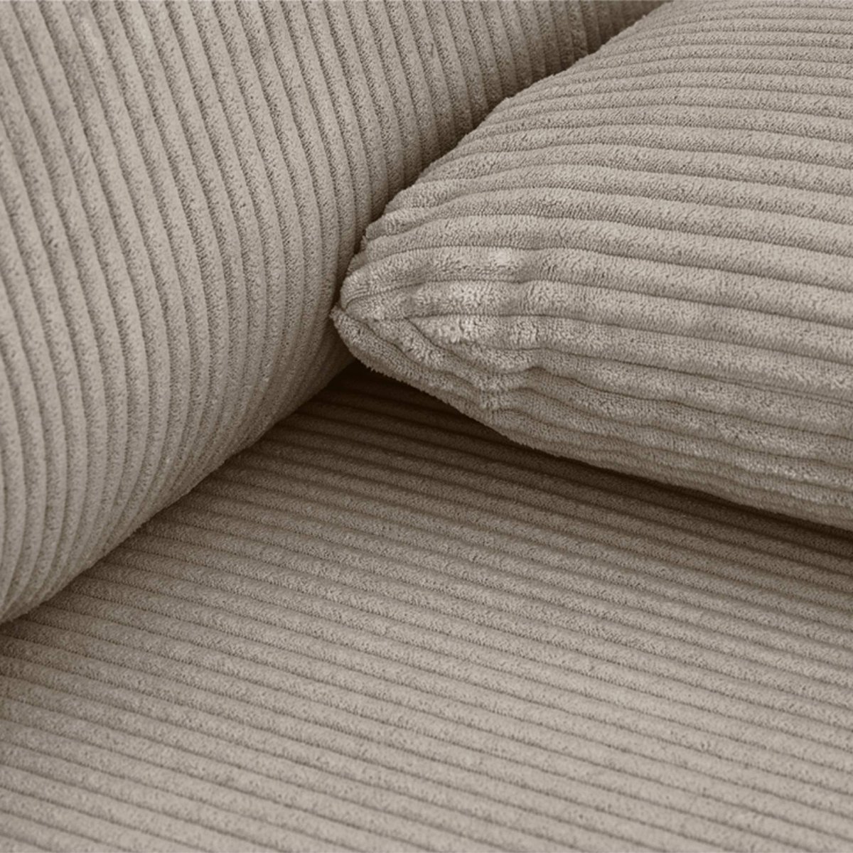 Banquette canapé d'angle droit convertible 3 places velours côtelé avec coffre NELSON taupe, SWEEEK