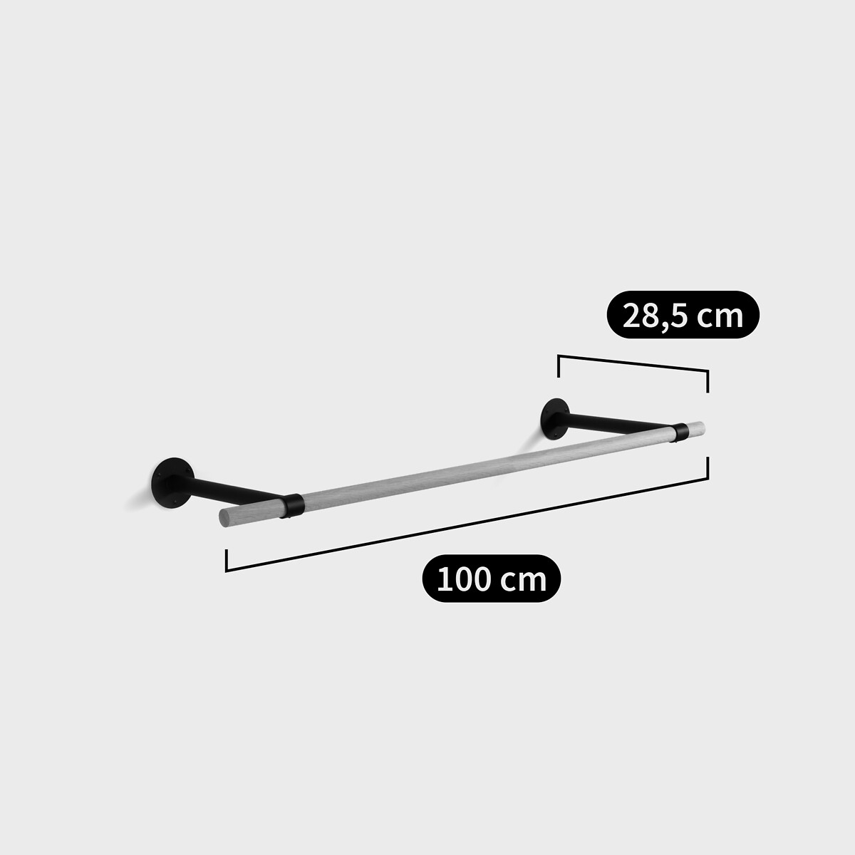 Kane Oak and Metal Hanging Rail black/wood, LA REDOUTE INTERIEURS