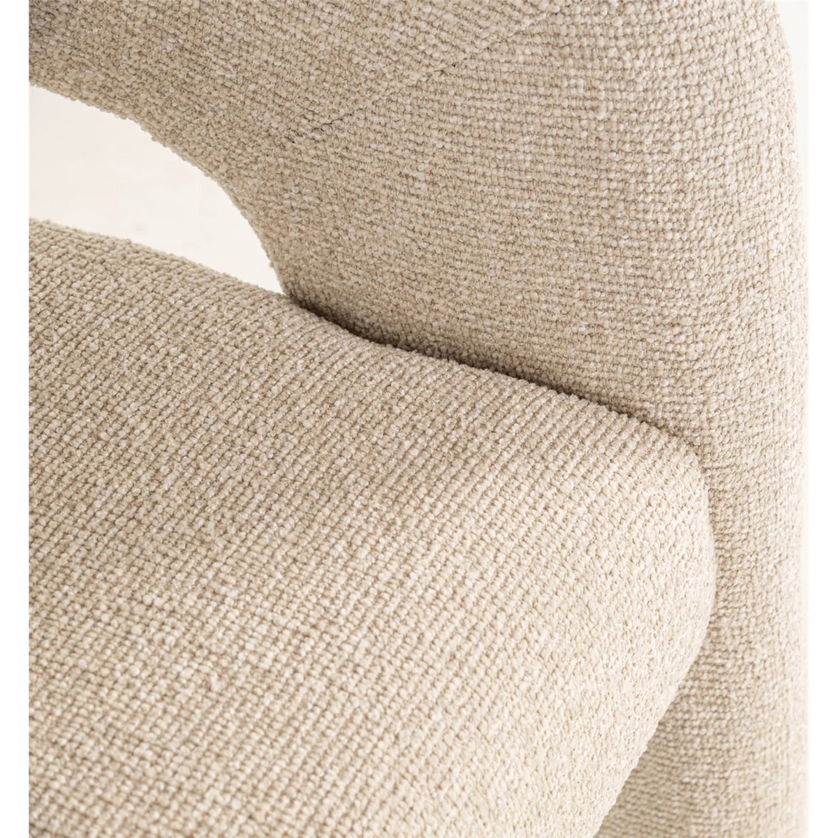 Chaise de salle à manger en polyester assise carrée biscotti beige texturé, RECOLLECTION