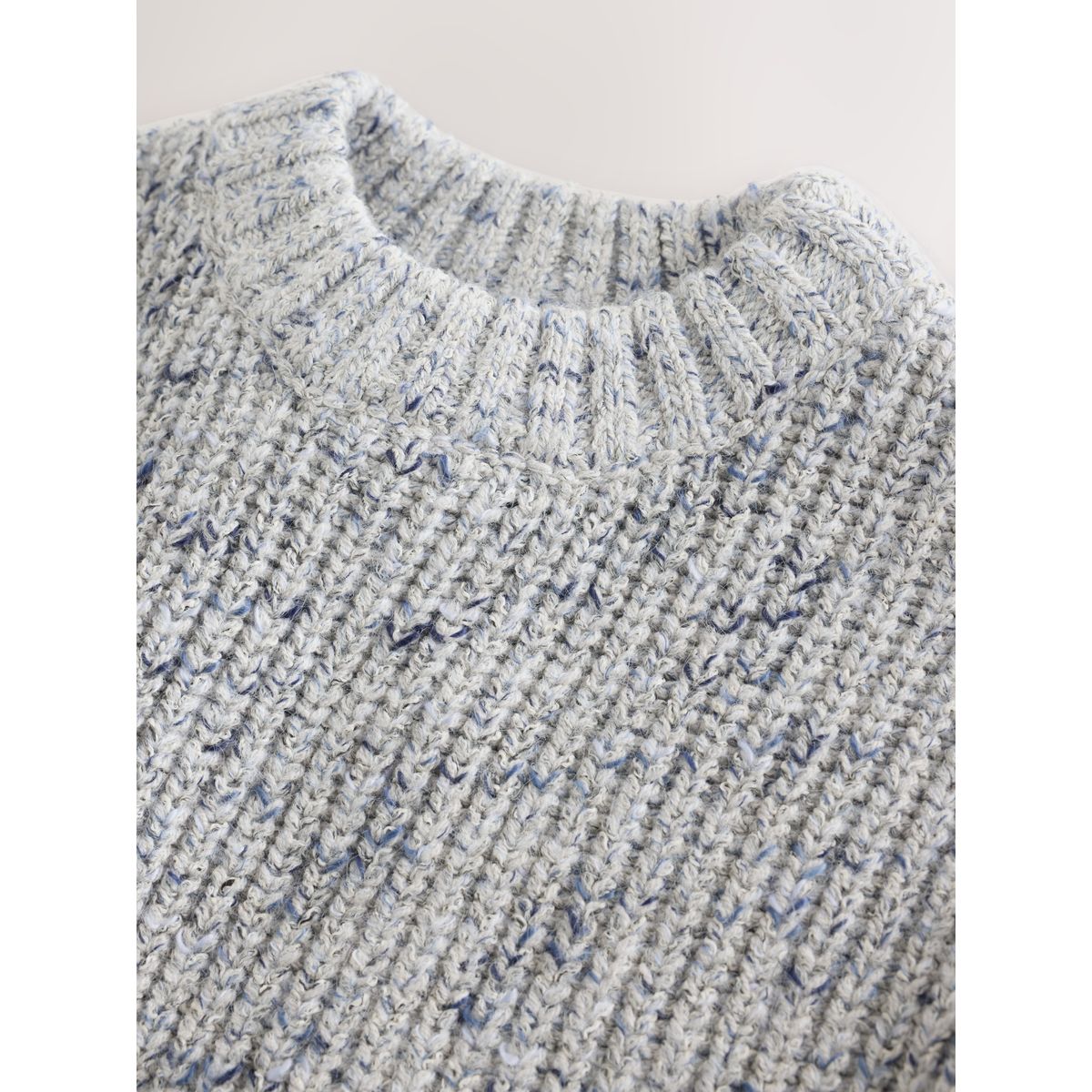 Pull ras du cou en maille torsadée gris, NEXT
