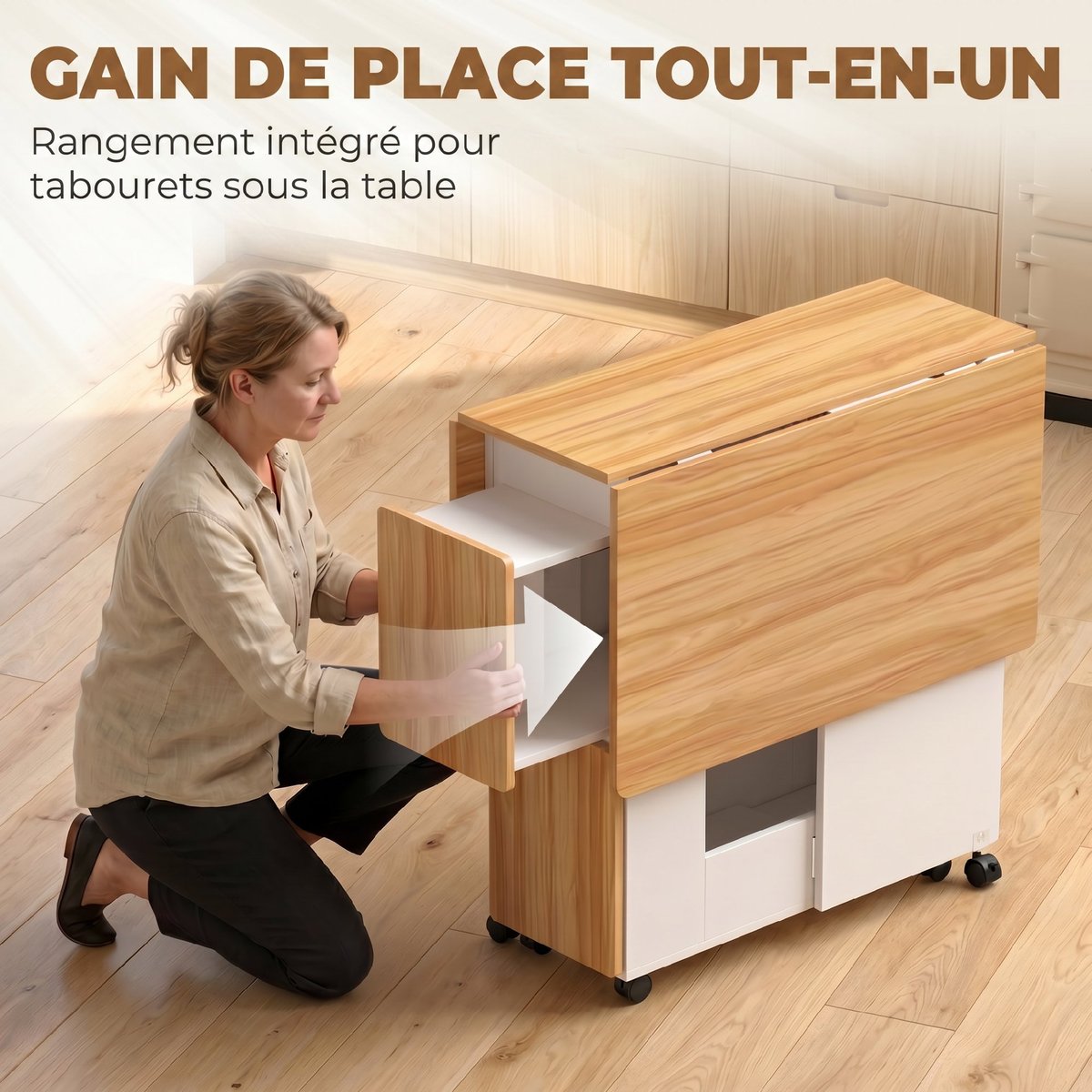 Ensemble de table à manger Panneau de chêne et blanc, HOMCOM
