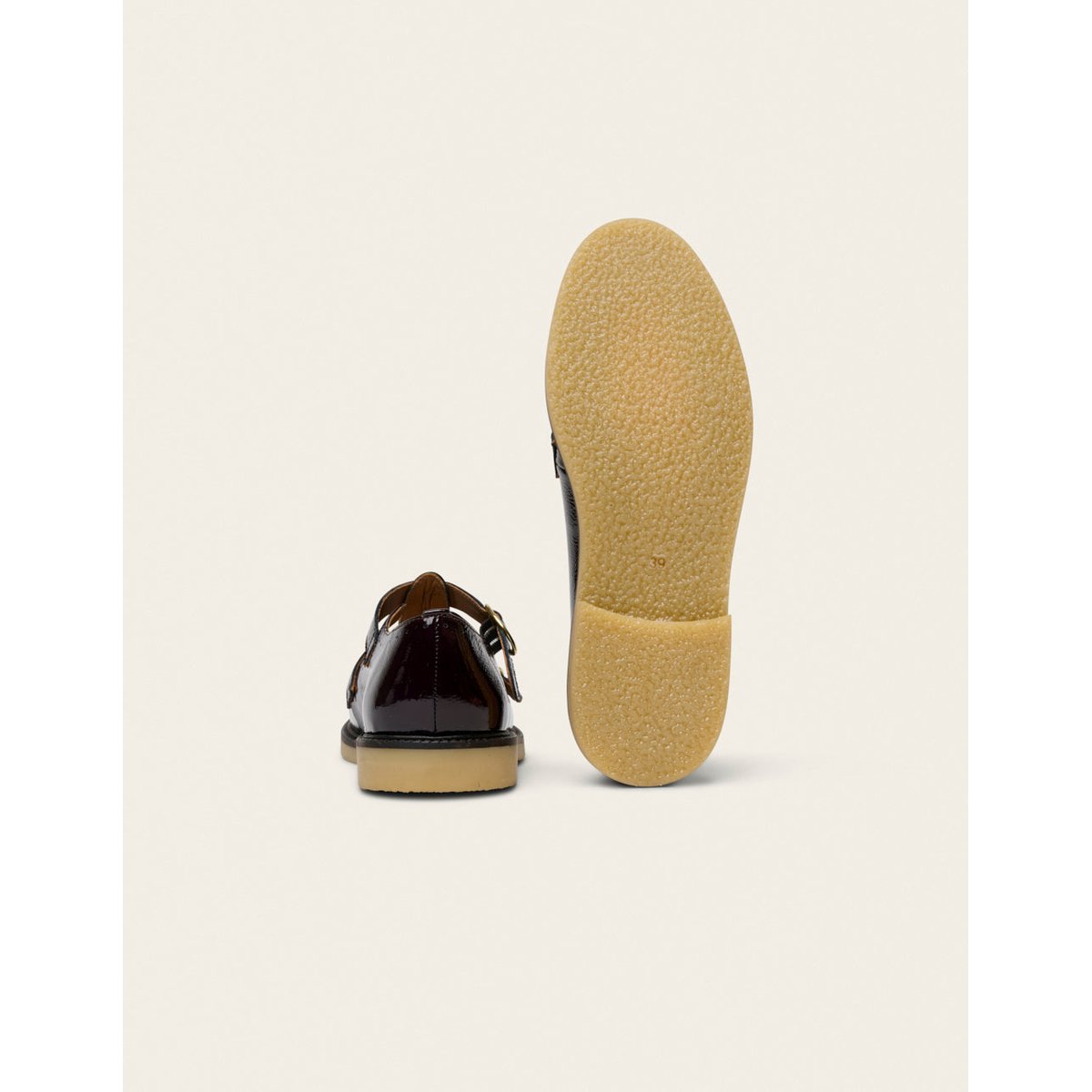 Derbies ZORI cuir plissé verni chocolat, ODAJE